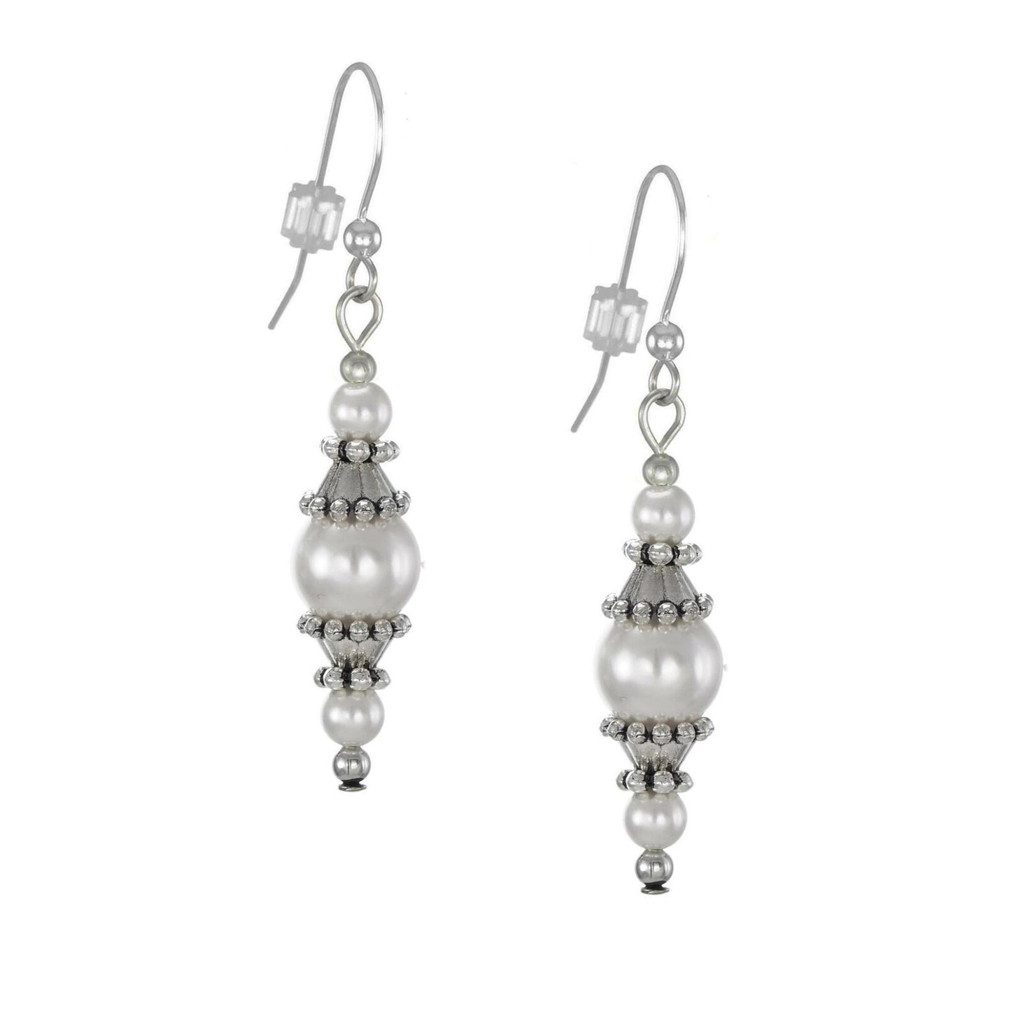Color Choices, Beaded Glass and Pewter Dangle Earrings with .925 Sterling Silver Earwires