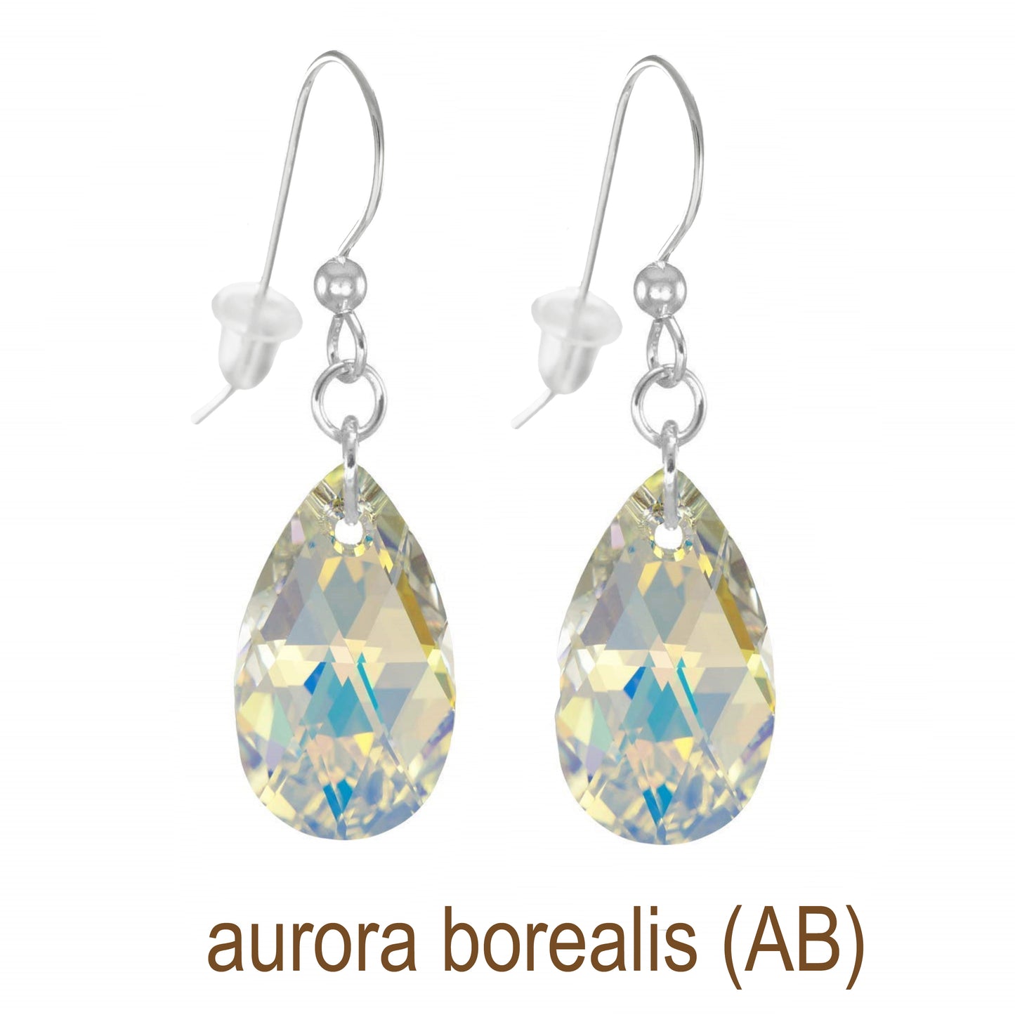 Beautiful 16mm Austrian Crystal Teardrop .925 Sterling Silver Dangle Earrings, Color Choices