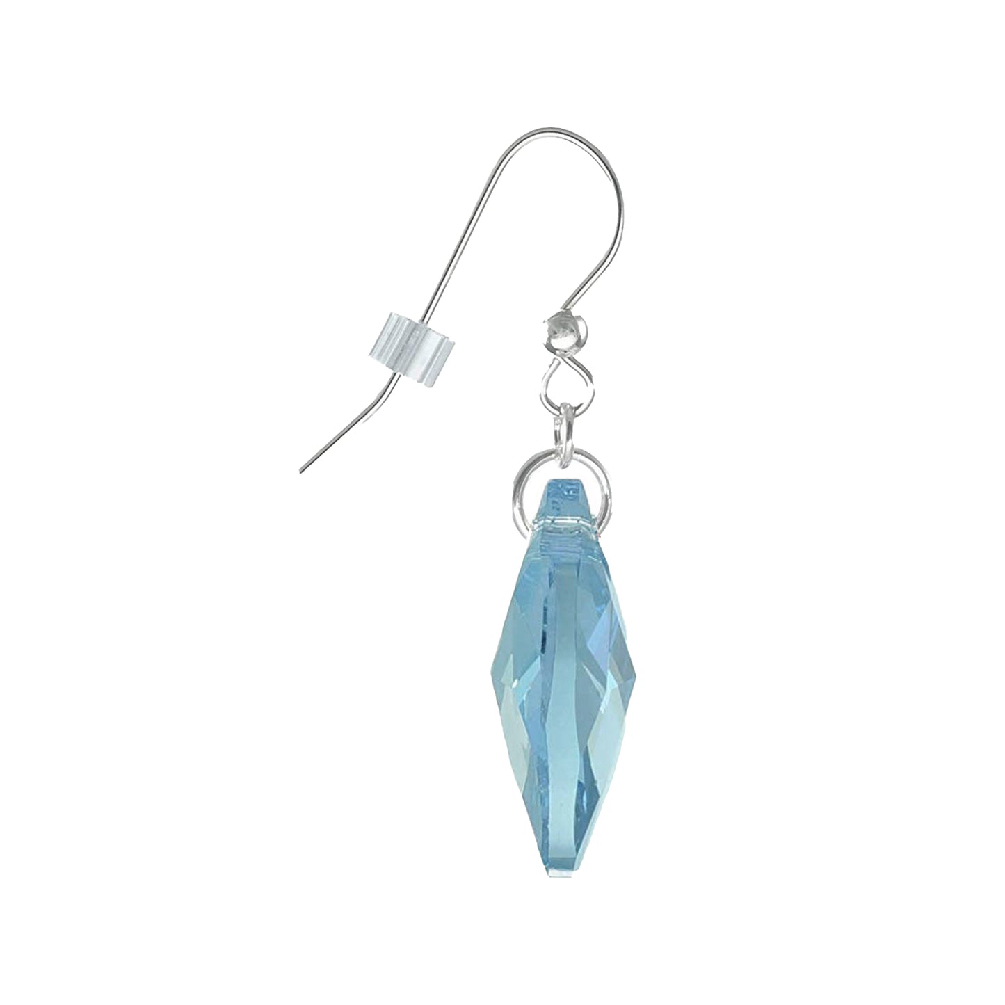 Beautiful 22mm Aquamarine Blue Austrian Crystal Teardrop Sterling Silver Dangle Earrings