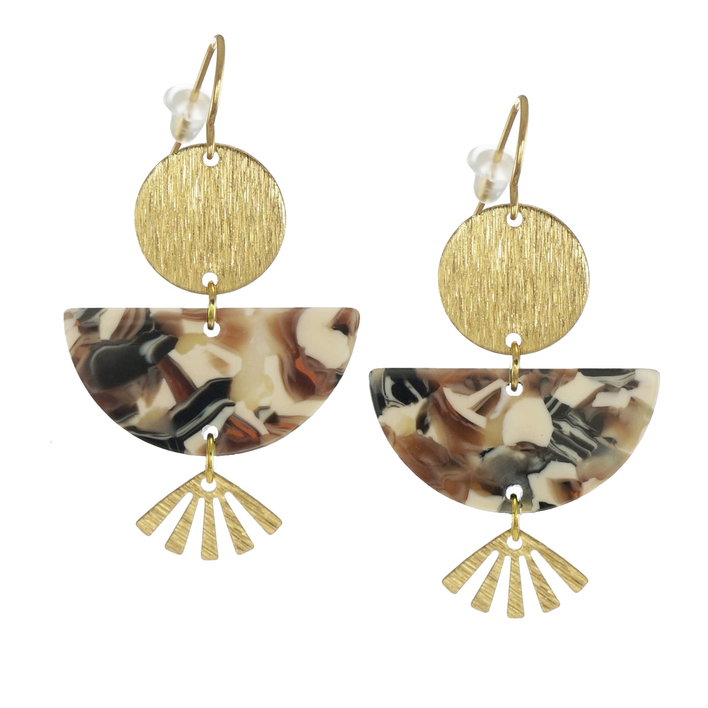 Multi Color Acrylic Boho Statement Earrings, 18K Gold Ear Wires, Color Choices