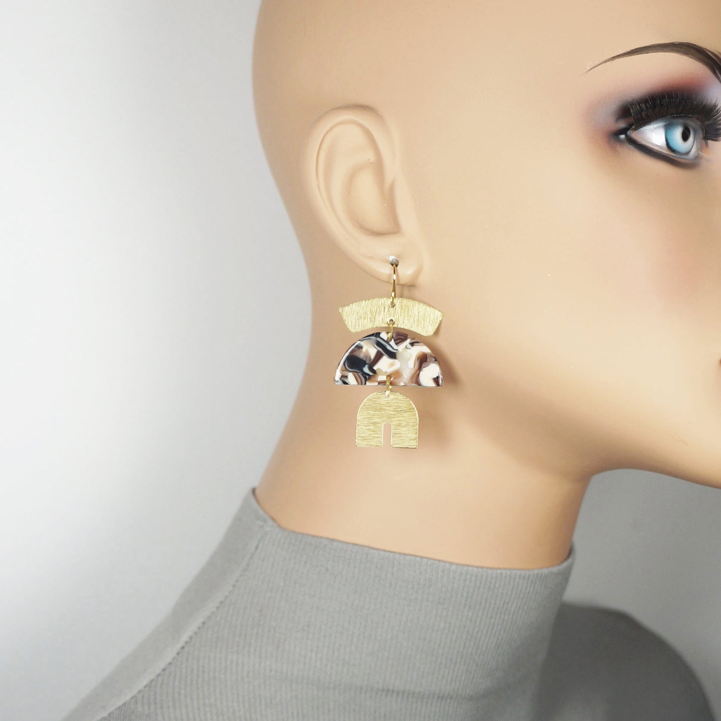 Multi Color Acrylic Boho Statement Earrings, 18K Gold Ear Wires, Color Choices