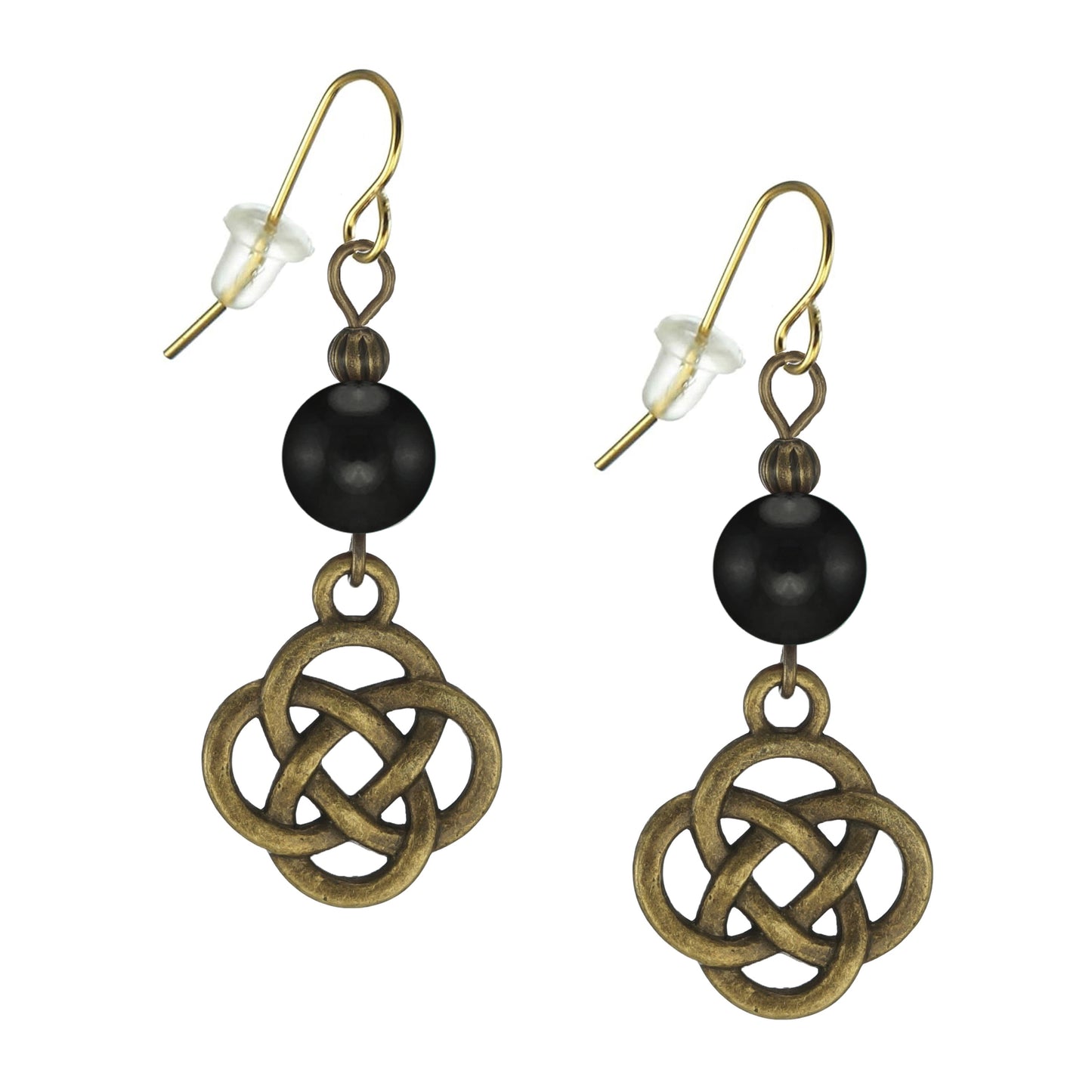 Antique Gold Celtic Knot Beaded Earrings, Color Choices, 18K Gold Ear Wires