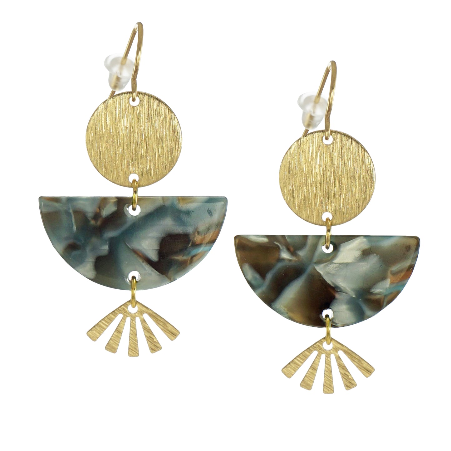 Multi Color Acrylic Boho Statement Earrings, 18K Gold Ear Wires, Color Choices