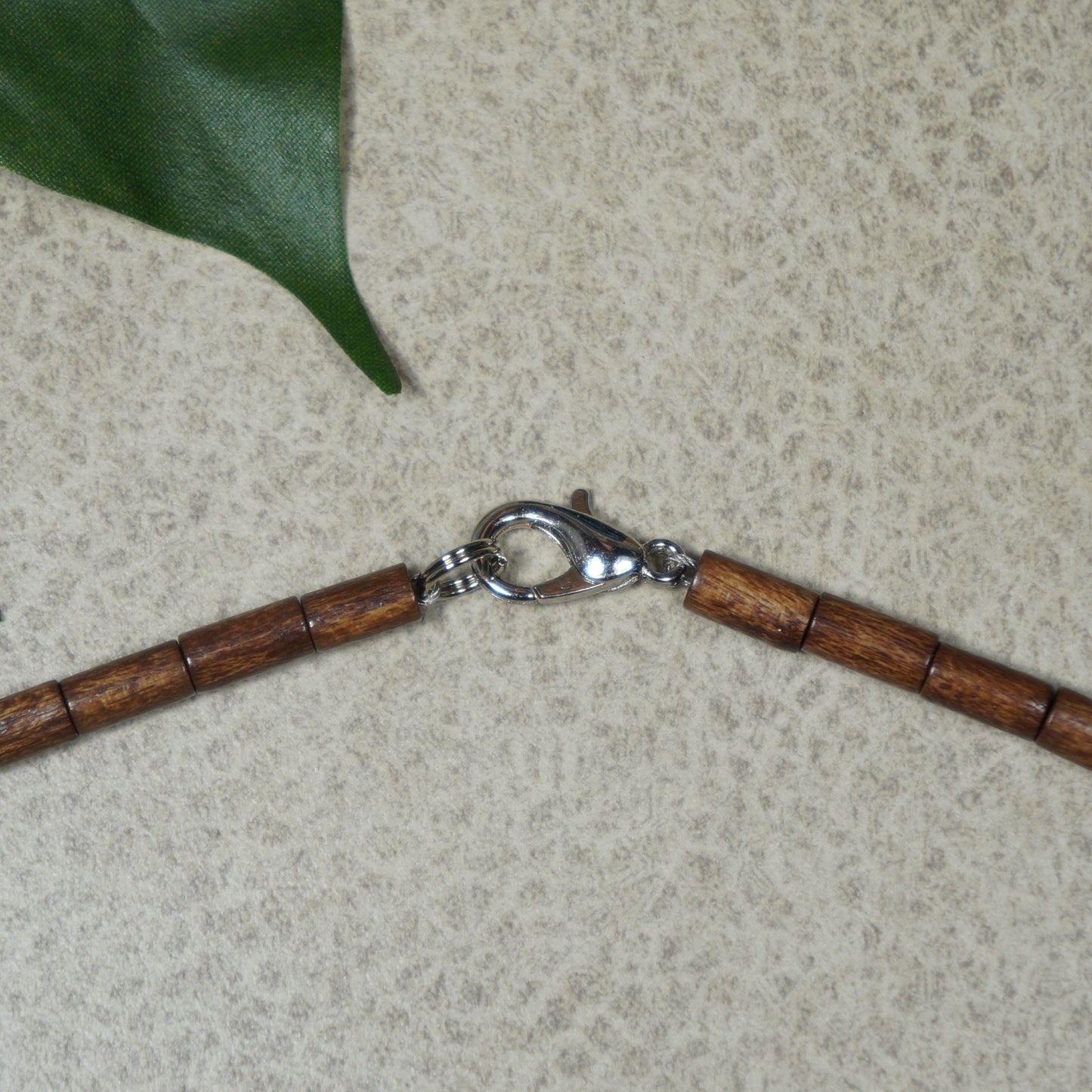 Unisex Boho Turquoise Copper Patina Pendant and Brown Wood Statement Beaded Necklace, 18 or 20 inch