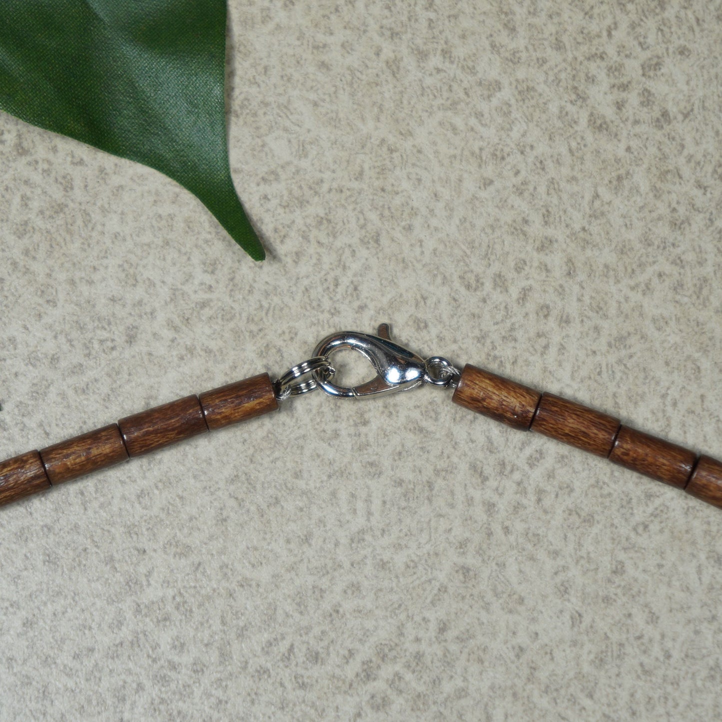 Boho Vintage Abstract Copper Patina Pendant Brown Wood Ethnic Beaded Necklace, 18 or 20 inch