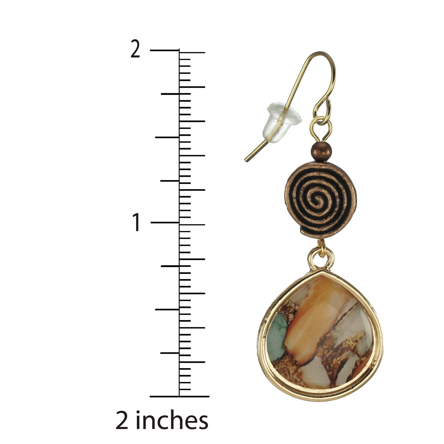 Beautiful Multi Color Copper Swirl Handmade Teardrop Earrings, 18K Gold Hypoallergenic Earwires