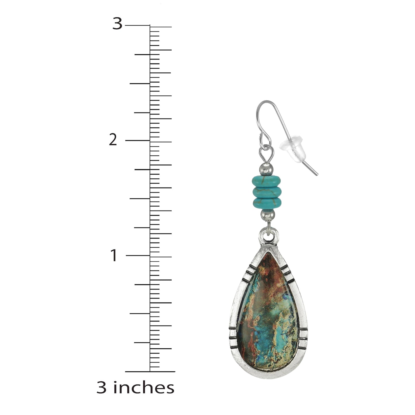 Beautiful Multi Rainbow Color Turquoise Gemstone Teardrop Earrings, Platinum Earwires