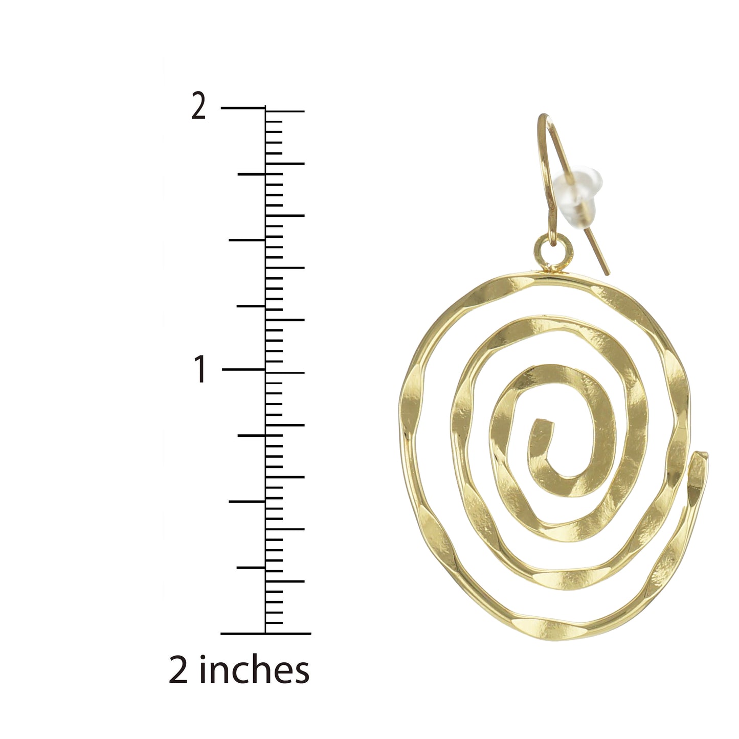 Lightweight Hammered Gold Spiral Statement Earrings, 18K Gold Ear Wires