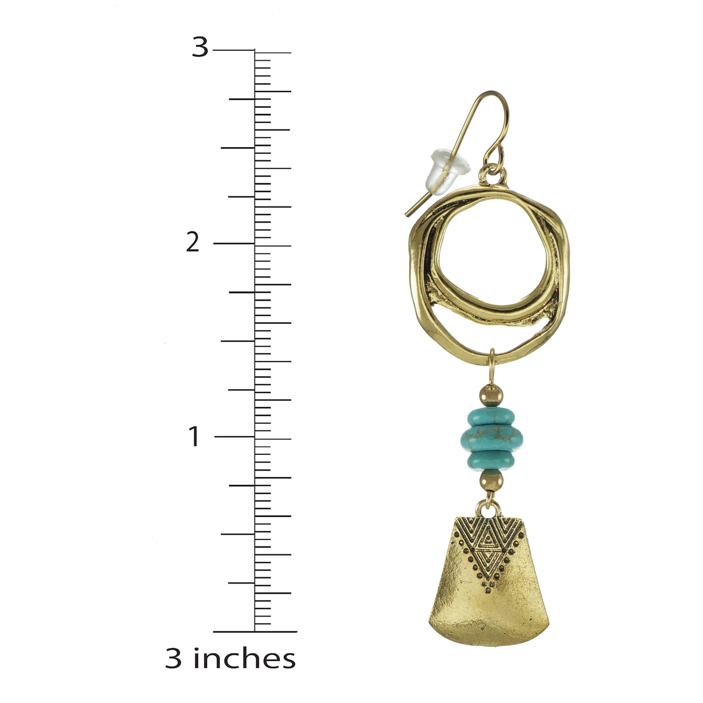 Gold or Silver Rustic Handmade Boho and Turquoise Gemstone Statement Dangle Earrings, 18K Gold Ear Wires or Platinum Ear Wires