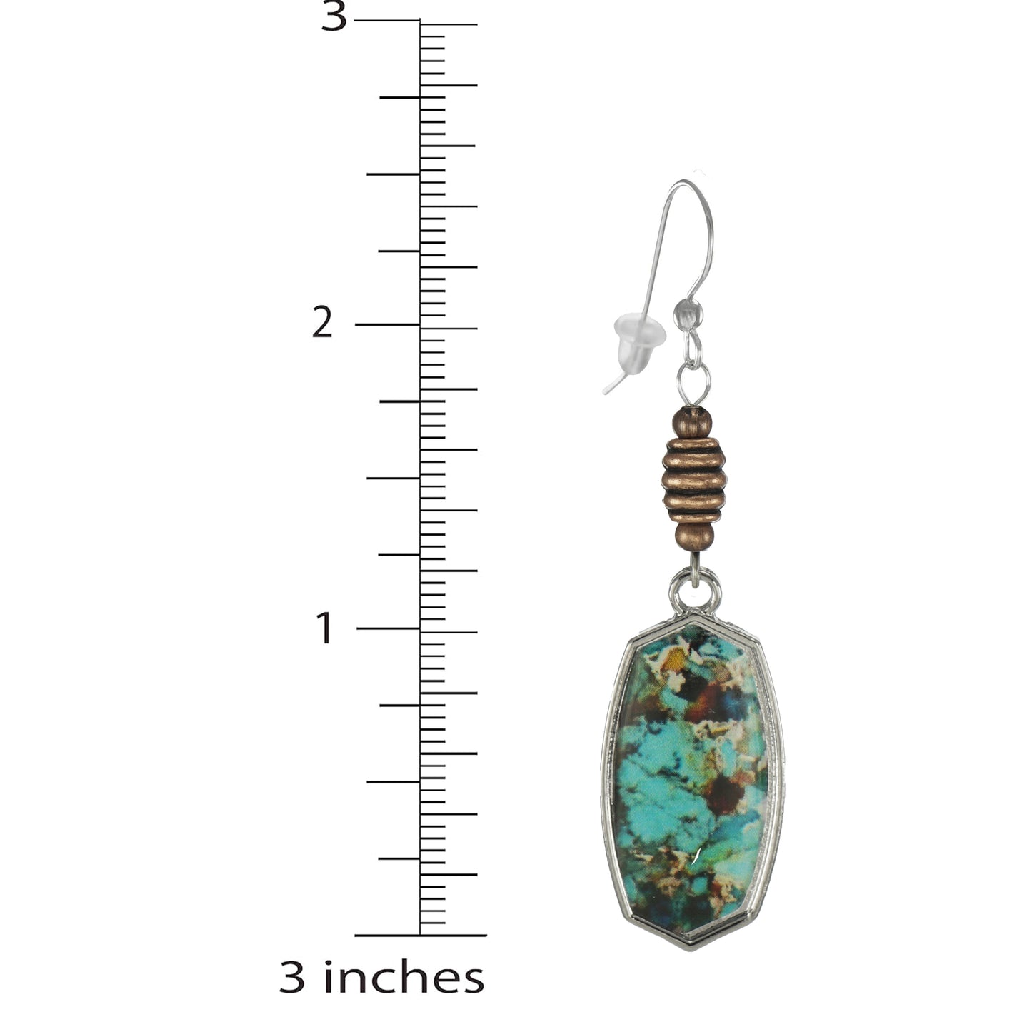 Beautiful Multi Color Abstract Turquoise Dangle Earrings with .925 Sterling Silver Earwires