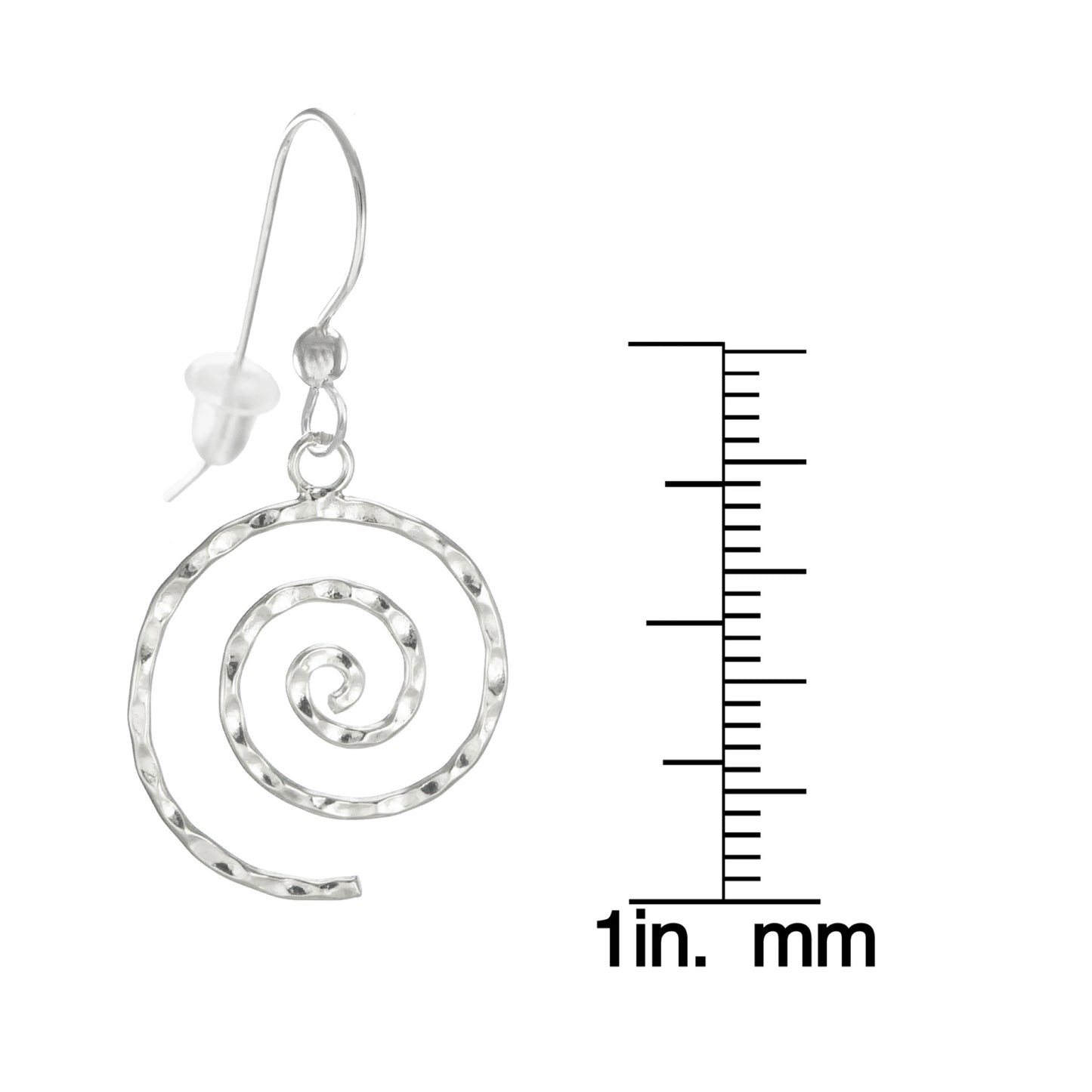 Pretty Everyday .925 Sterling Silver Lightweight Hammered Swirl Drop Dangle Earrings