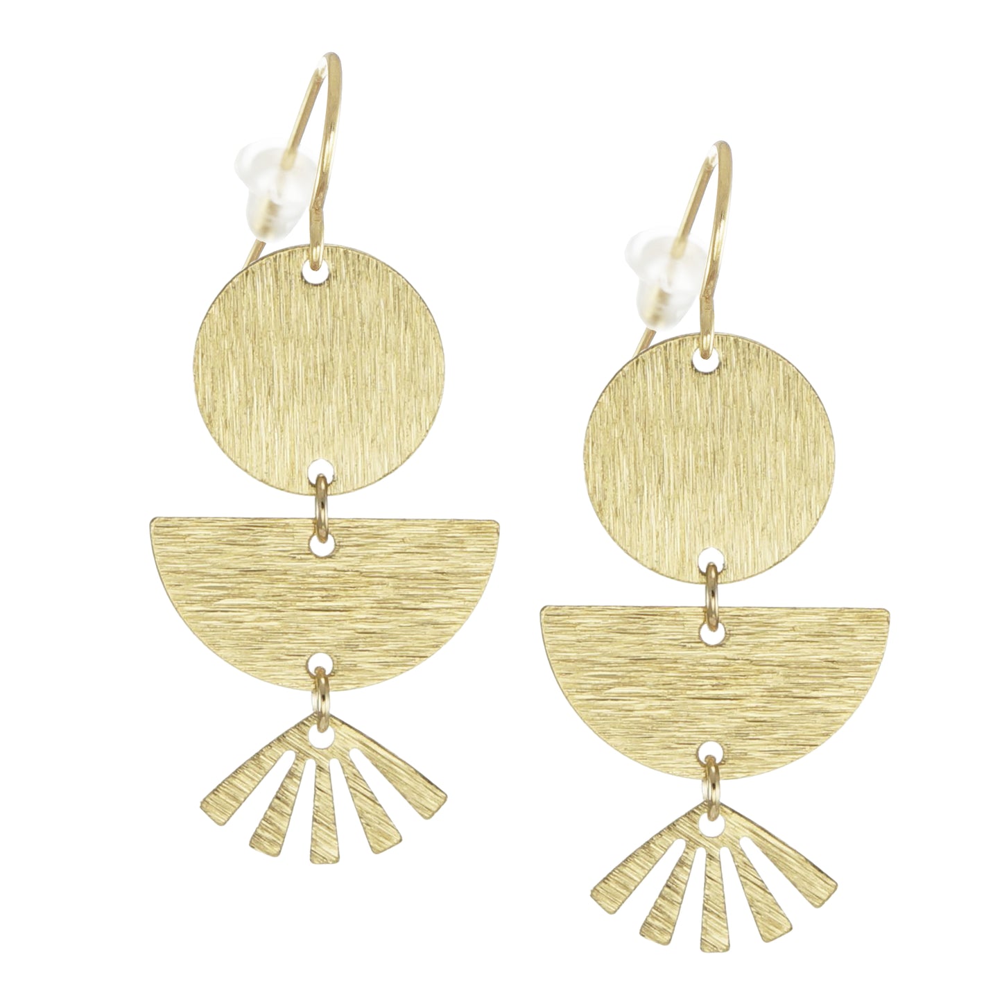 Dainty Brushed Gold Minimalist Everyday Dangle Earrings, 18K Gold Wires