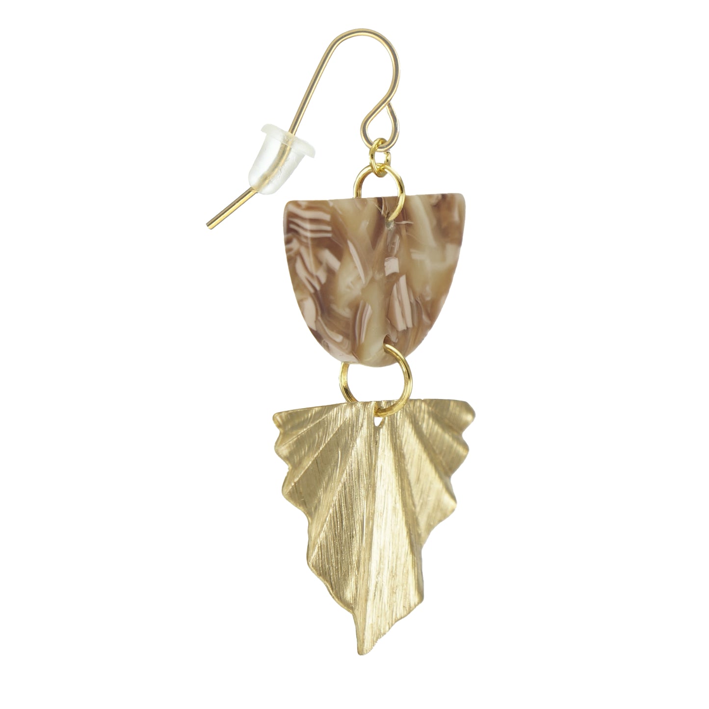 Colorful Acrylic& Brushed Gold Boho Statement Earrings, 18K Gold Ear Wires, Color Choice