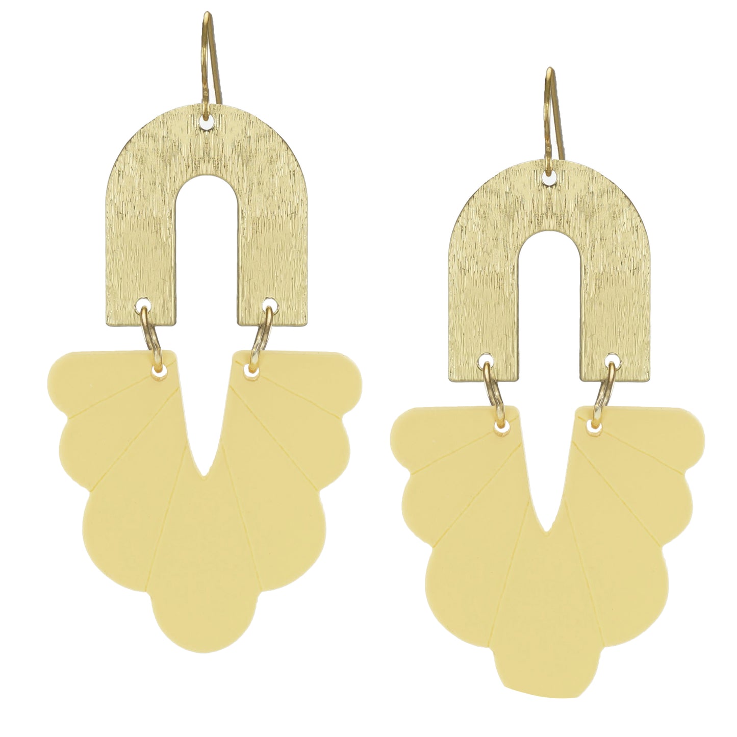 Beautiful Trendy U-Shaped Gold Abstract Boho Chic Statement Earrings, 18K Gold Ear Wires, Color Choices