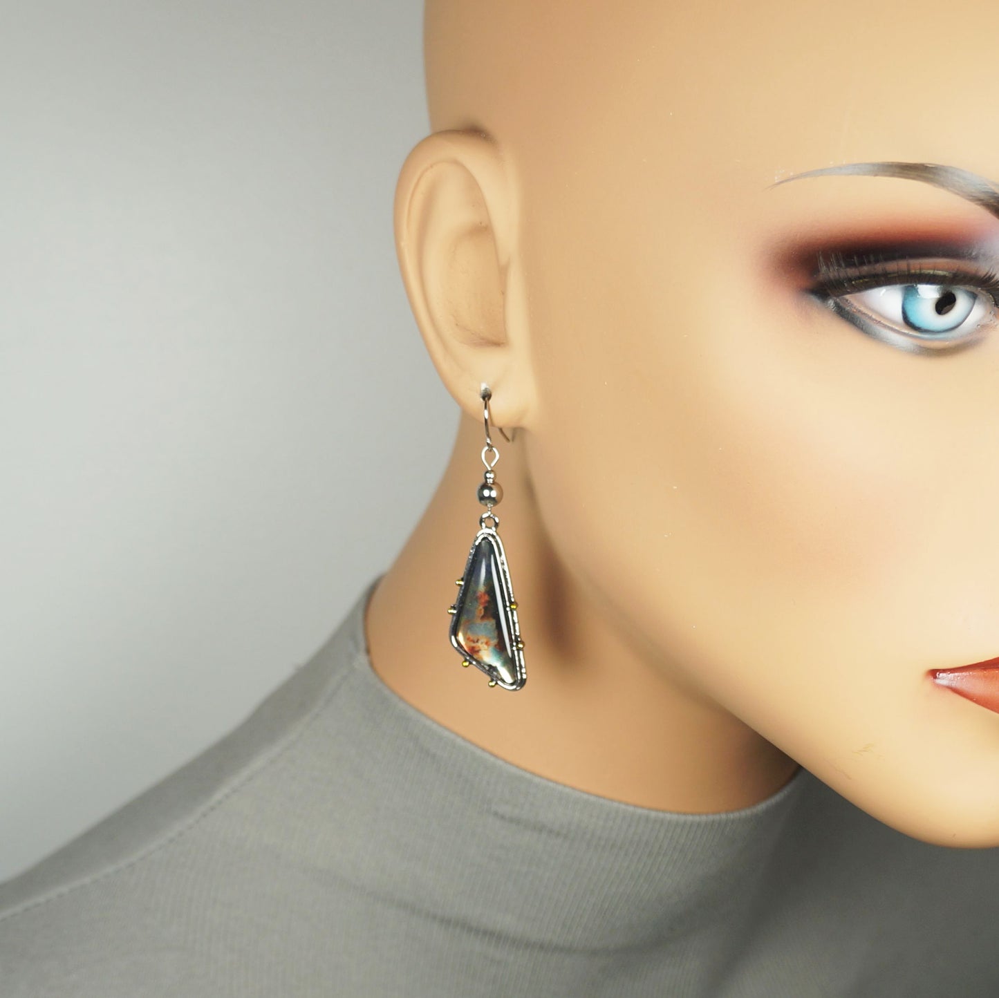 Beautiful Multi Color Abstract Silver Dangle Earrings – Hypoallergenic Earwires