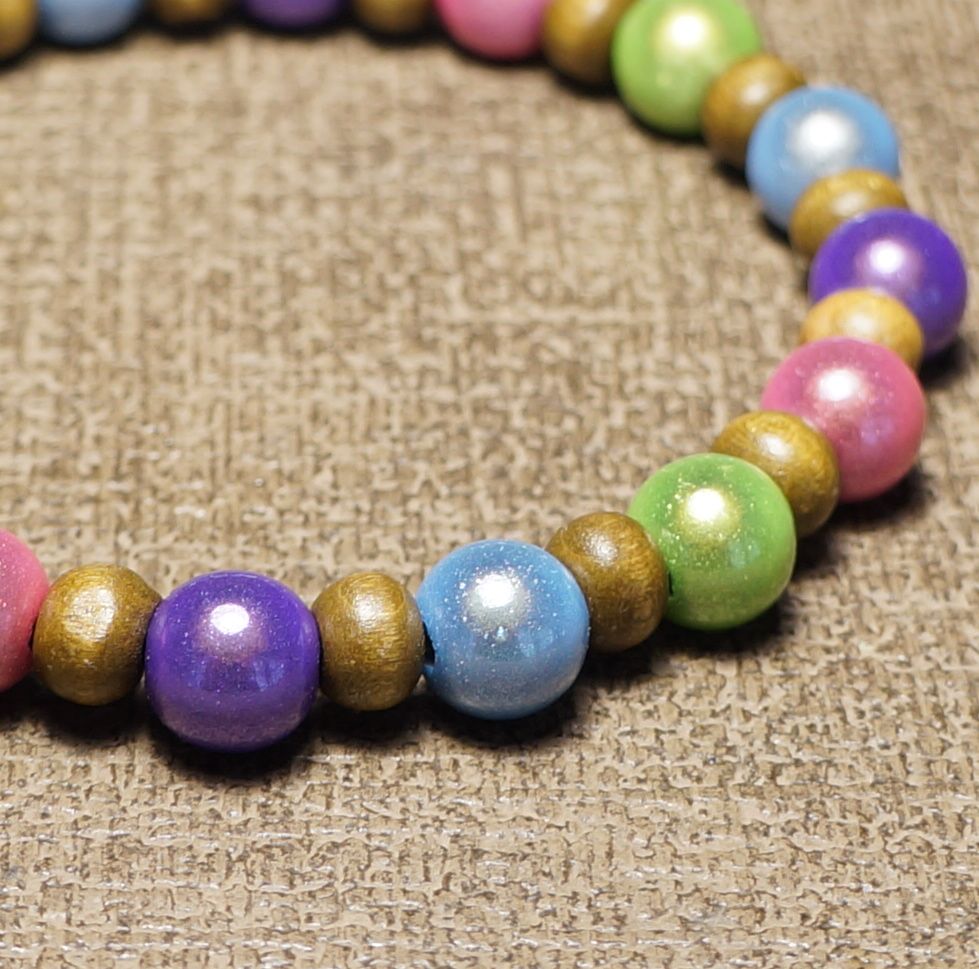 Cute Set of 7 Colorful Miracle Glow Beaded Stackable Stretch Bracelets, Gift for Her