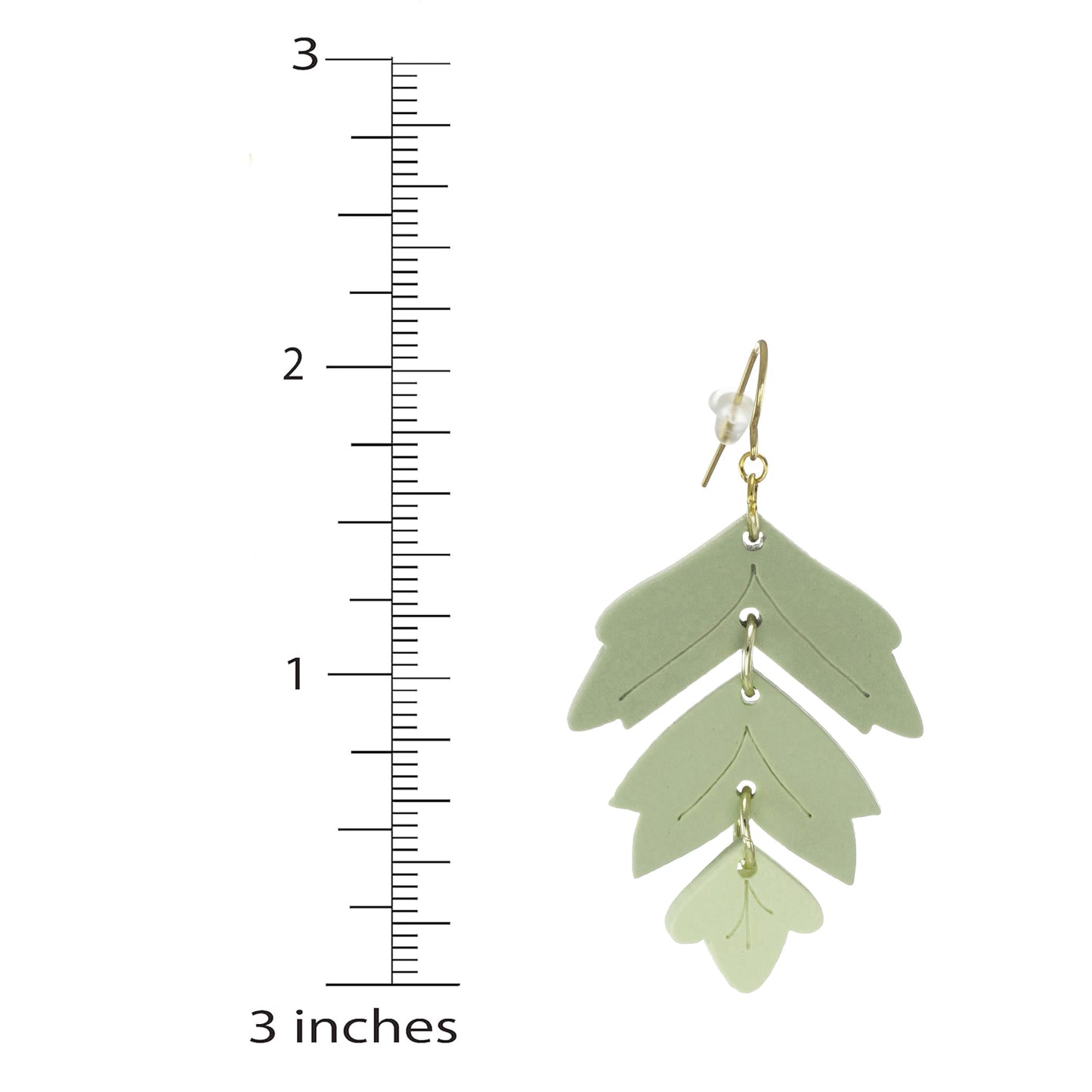 Beautiful Tri-Color Green Leaf Statement Earrings, 18K Gold Ear Wires