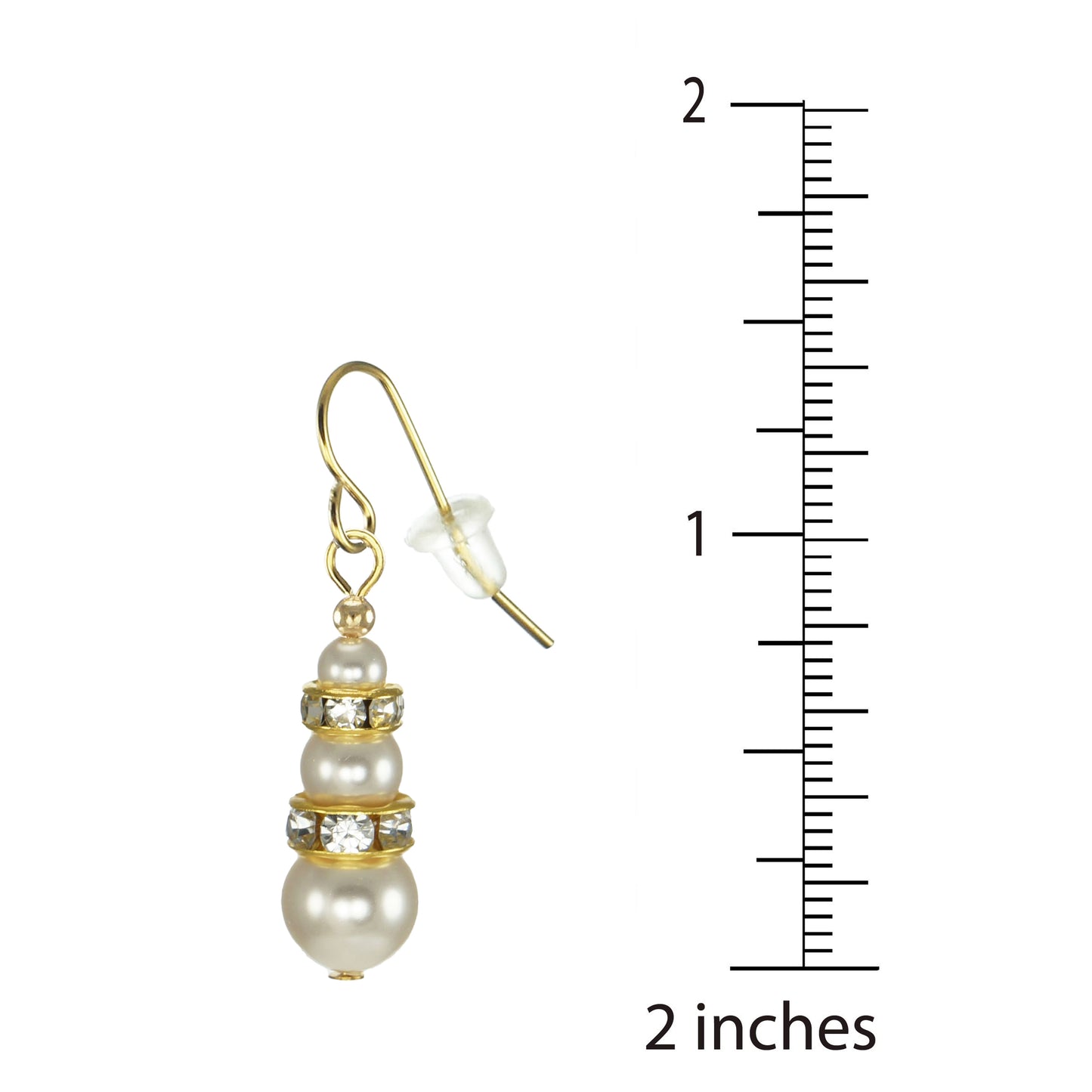 White Austrian Crystal Pearl and Sparkling Gold Wedding Earrings, Lightweight 18K Gold Ear Wires
