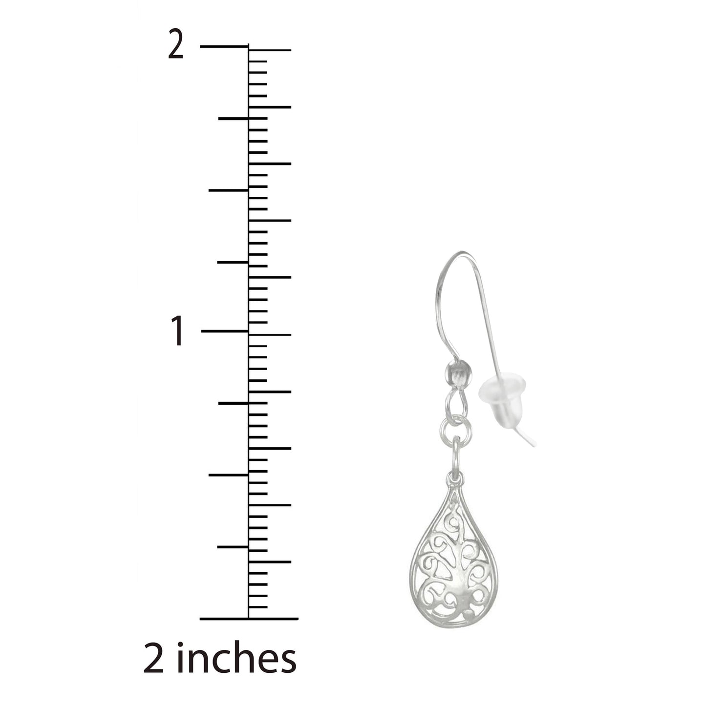 Tiny Everyday .925 Sterling Silver Intricate Filigree Teardrop Minimalist Earrings