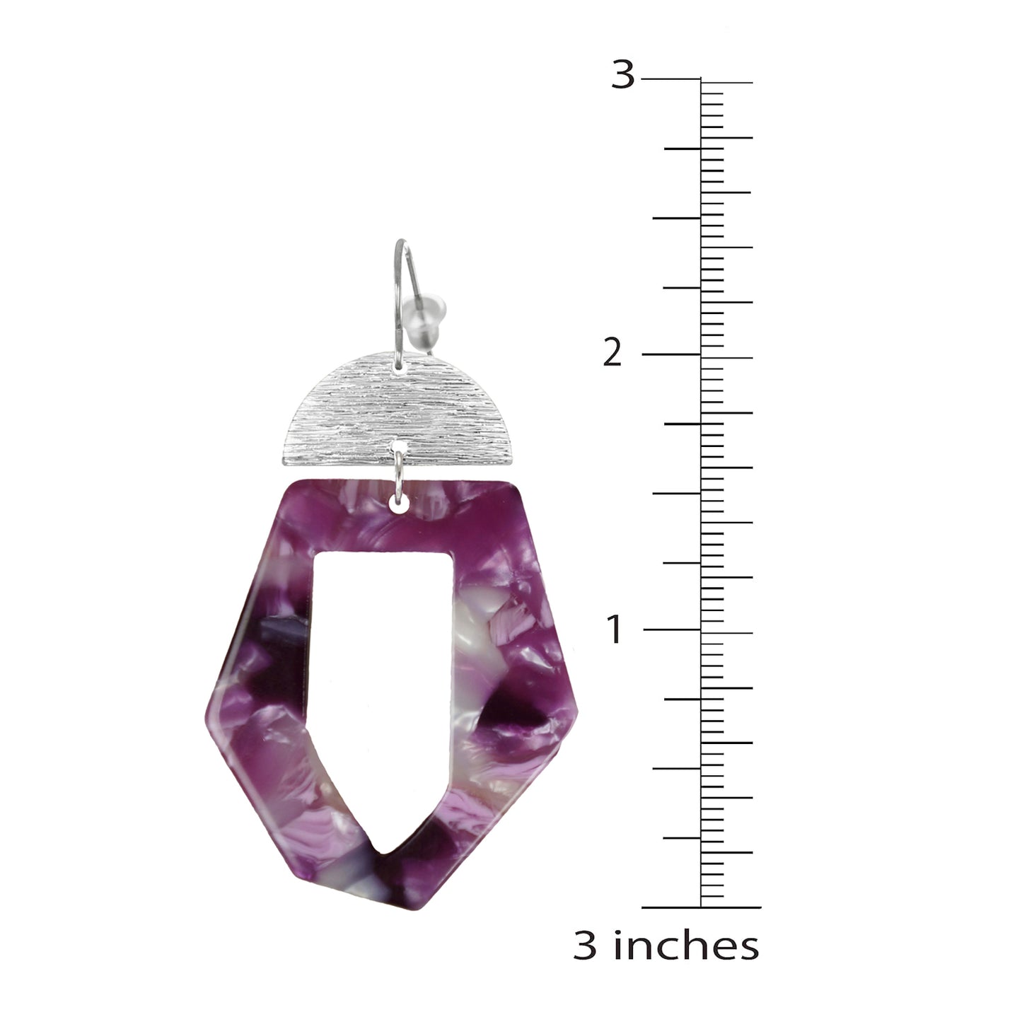 Vibrant Purple Acrylic and Silver Statement Earrings, Platinum Ear Wires