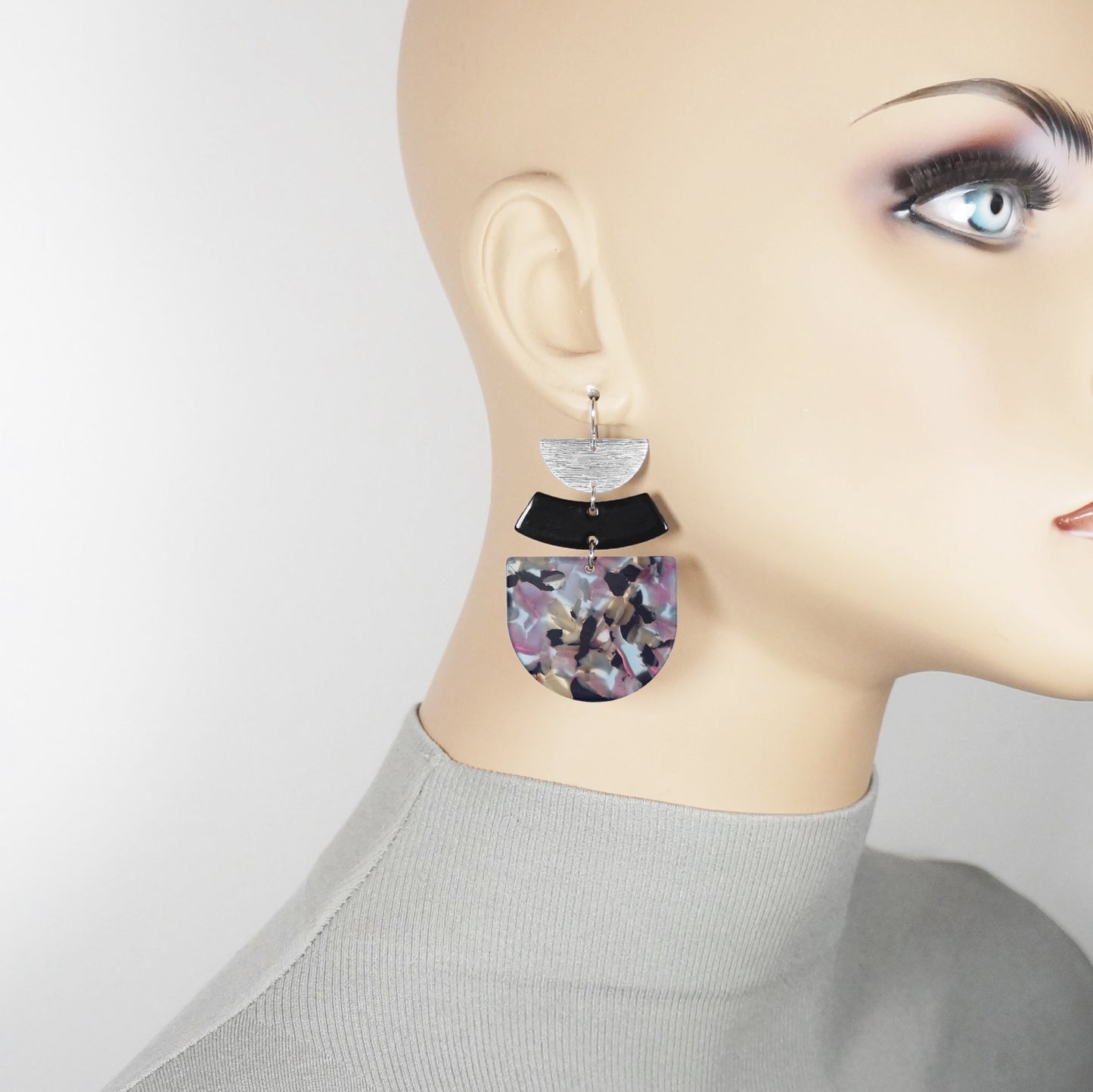 Multi Rainbow Color Lightweight Boho Statement Earrings, Platinum Ear Wires, Color Choice