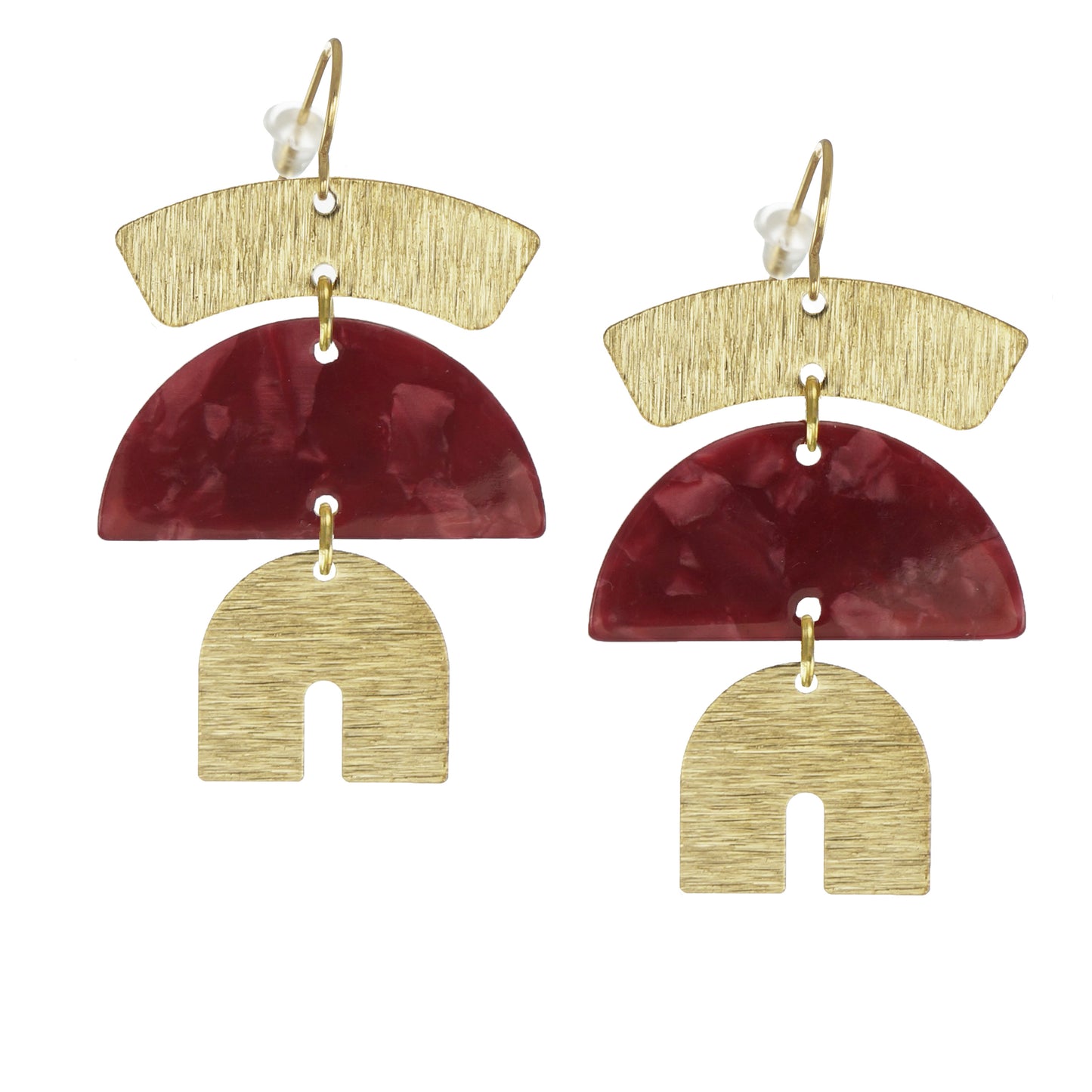 Multi Color Acrylic Boho Statement Earrings, 18K Gold Ear Wires, Color Choices