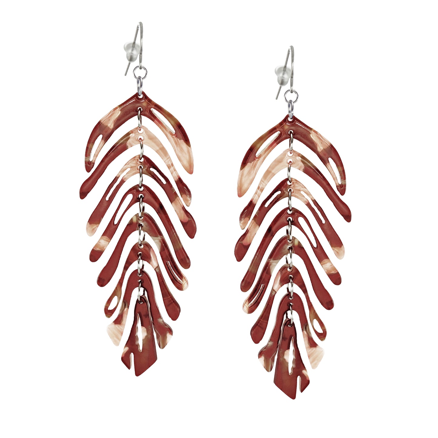 Large Vibrant Acrylic Leaf Statement Earrings, Hypoallergenic, Color Choices