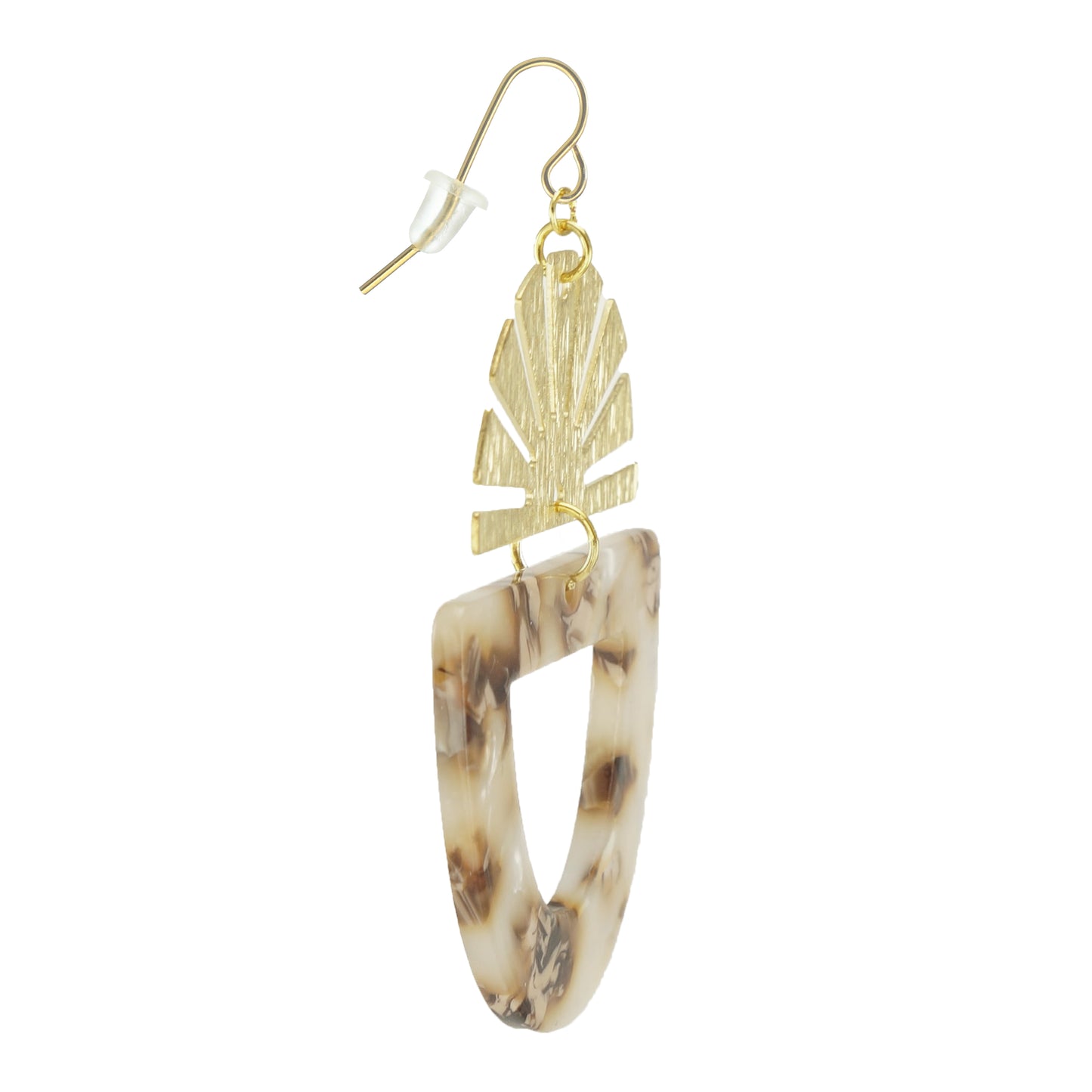 Brushed Gold Rising Sun & Acrylic Statement Earrings, 18K Gold Ear Wires, Color Choice