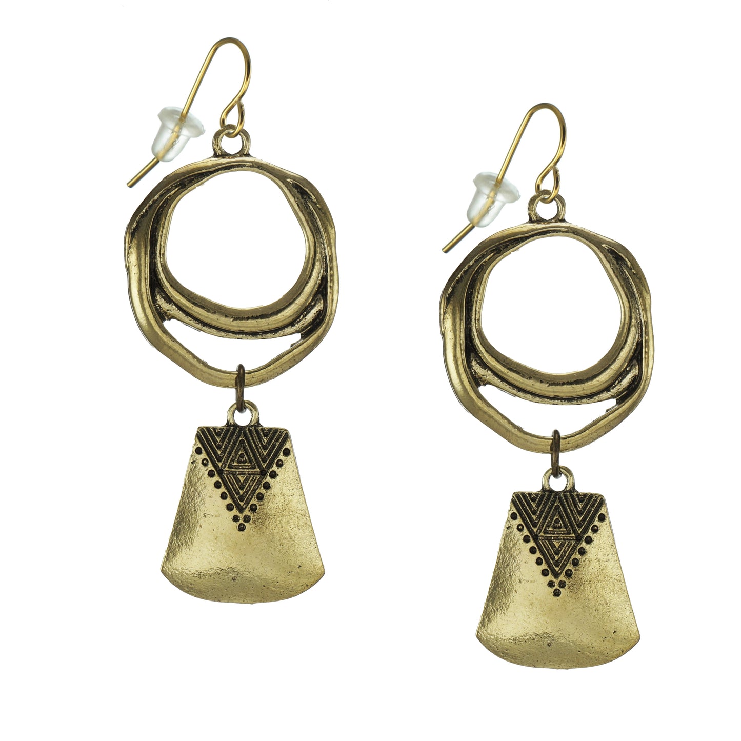 Beautiful Rustic Antique Gold Vintage Boho Dangle Statement Earrings – 18K Gold Ear Wires