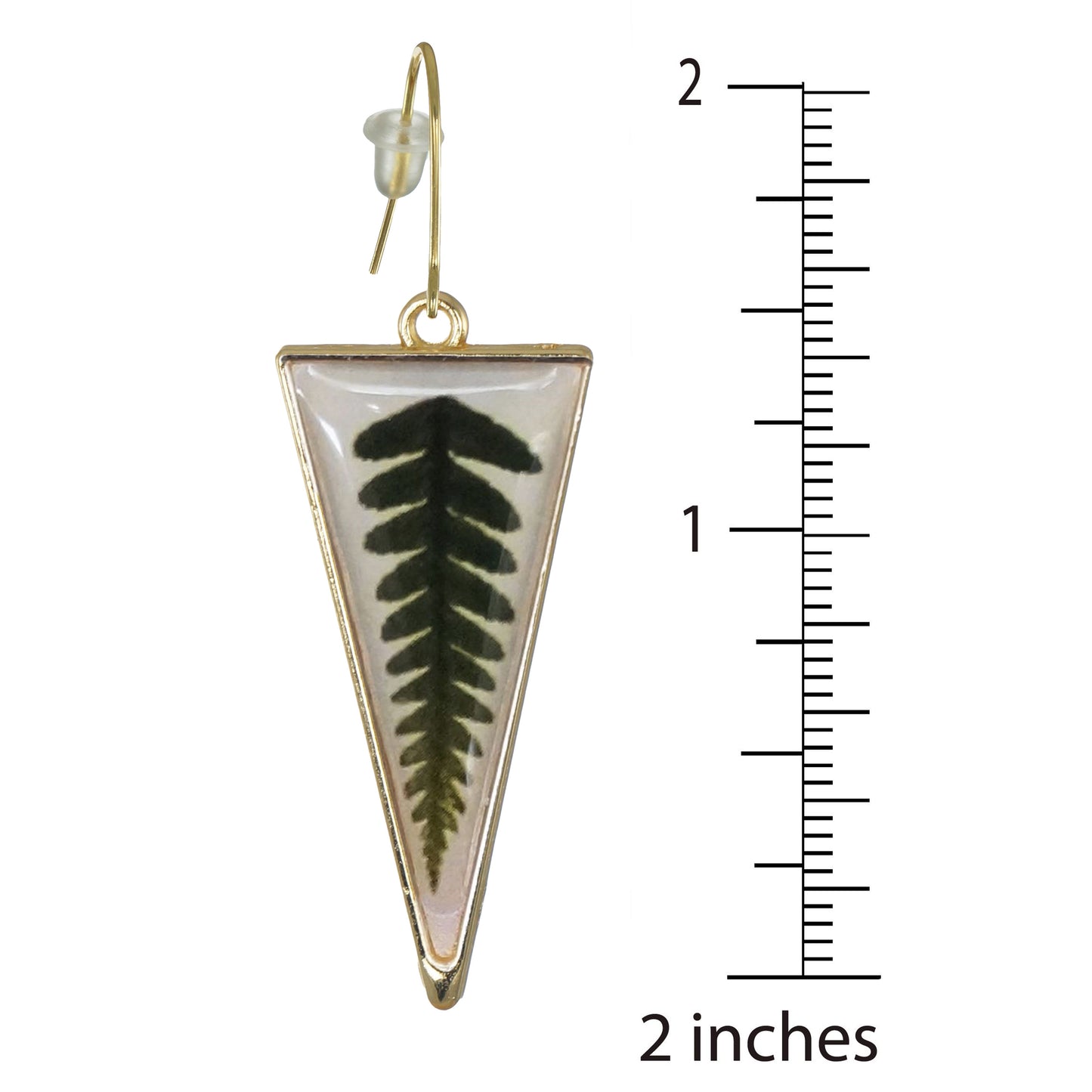 Gold Elongated Triangle and Green Leaves Boho Dangle Minimalist Dangle Earrings Nickel Free, Hypoallergenic, 18K Gold Wires, Gift for Her