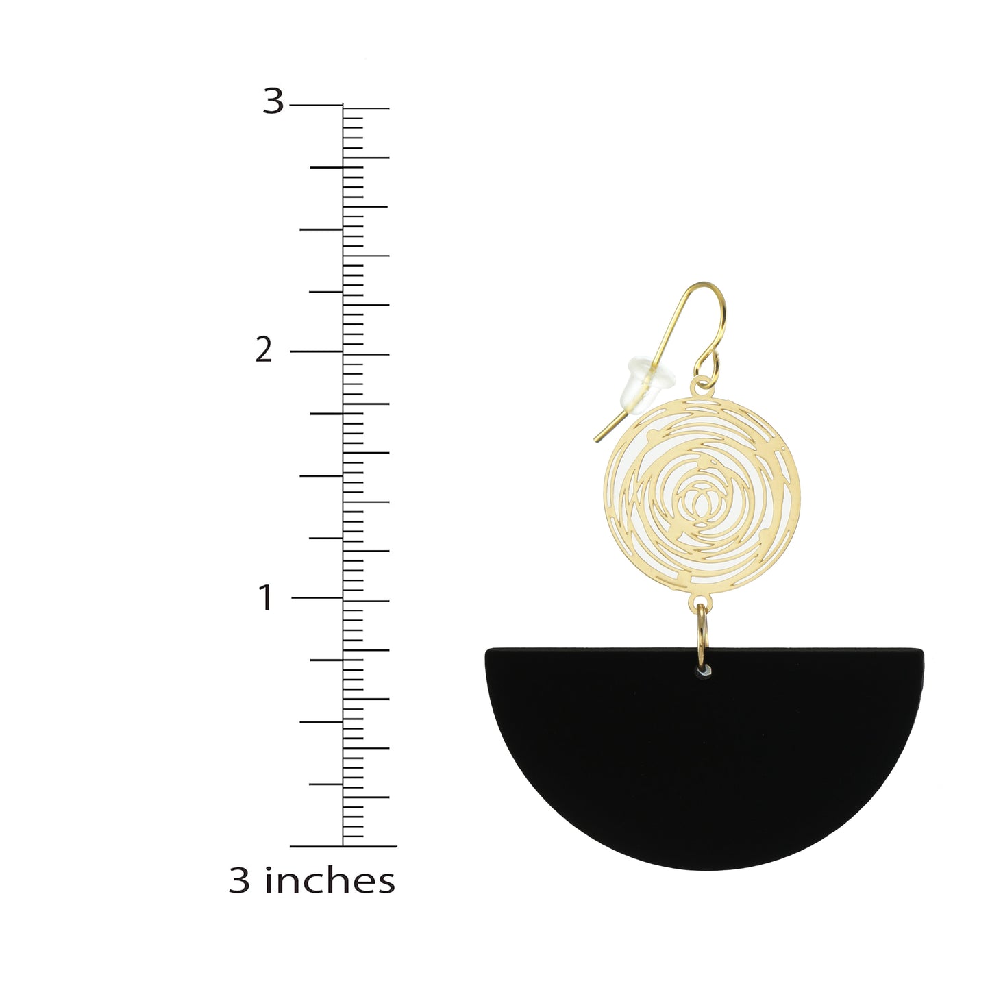 Black and Gold Abstract Handmade Statement Earrings – Boho Vintage Unique Rustic, Nickel Free Hypoallergenic 18K Gold Ear Wires