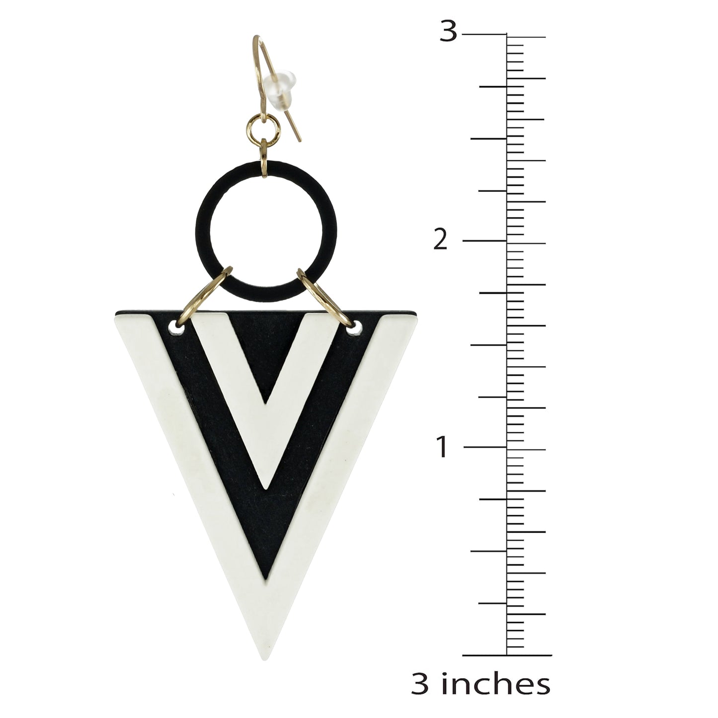 Modern Abstract Black and White Geometric Boho Statement Art Deco Dangle Earrings, 18K Gold Ear Wires, Gift for Her