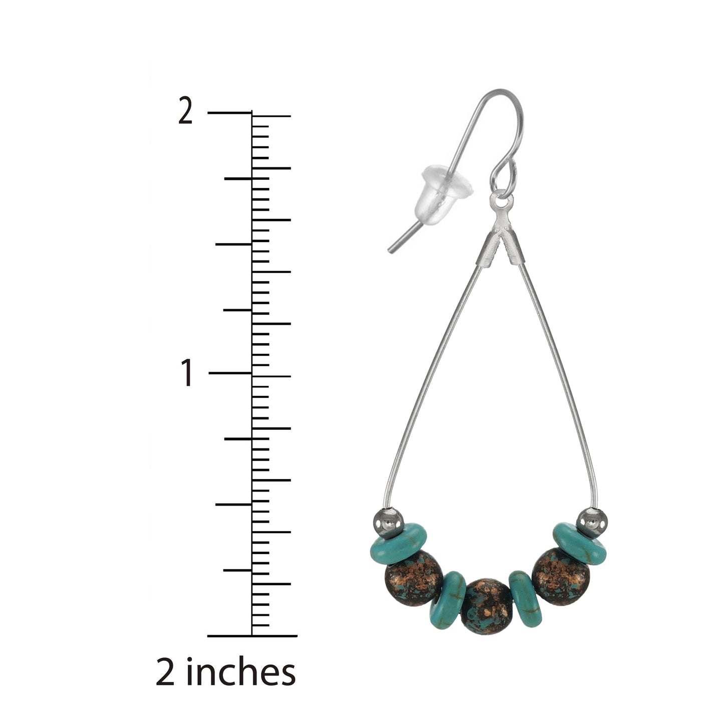 Beautiful Handmade Silver and Turquoise Stainless Steel Teardrop Beaded Statement Earrings, Platinum Ear Wires