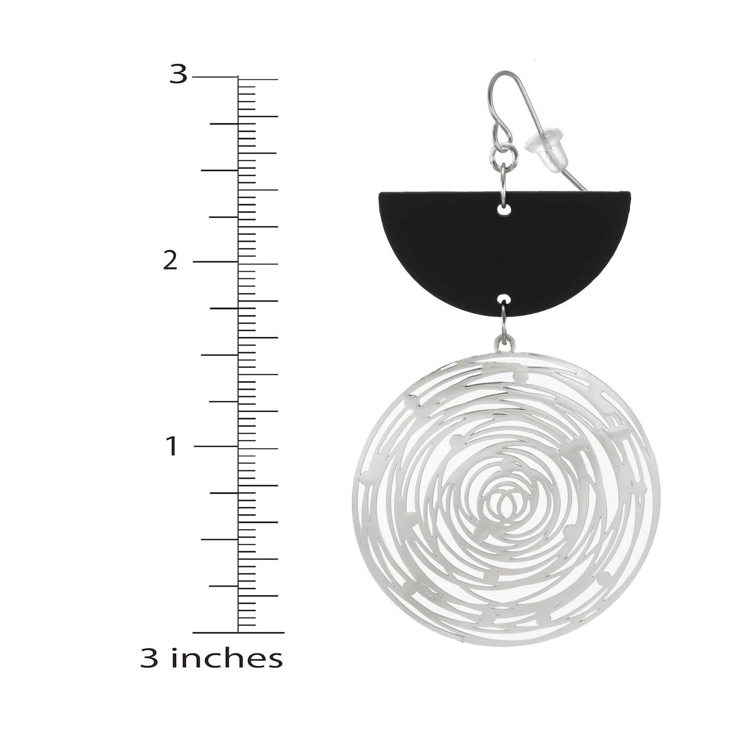 Beautiful Large Abstract Black and Silver Boho Statement Dangle Earrings, Platinum Ear Wires, Gift for Her