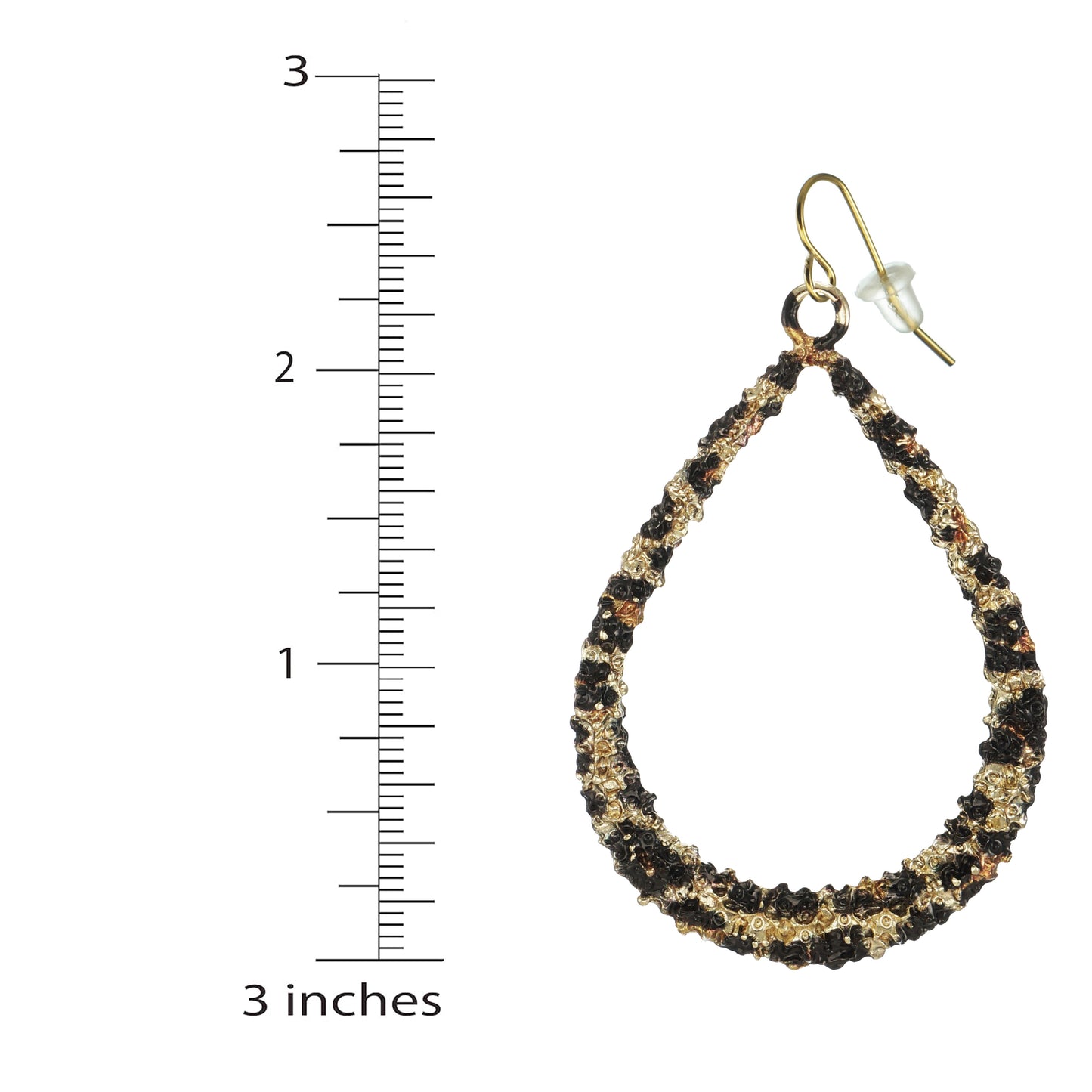 Beautiful Large Black and Gold Leopard Print Teardrop Statement Earrings, Hypoallergenic Ear 18K Gold Wires, Gift for Her