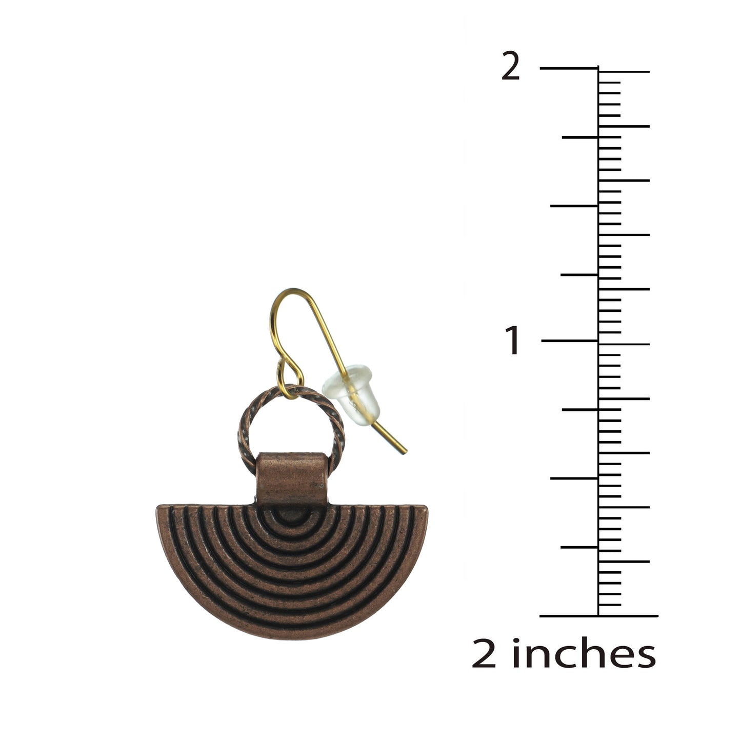 Cute Copper Fan Drop and Twisted Copper Ring Everyday Minimalist Earrings – Hypoallergenic 18K Gold Ear Wires