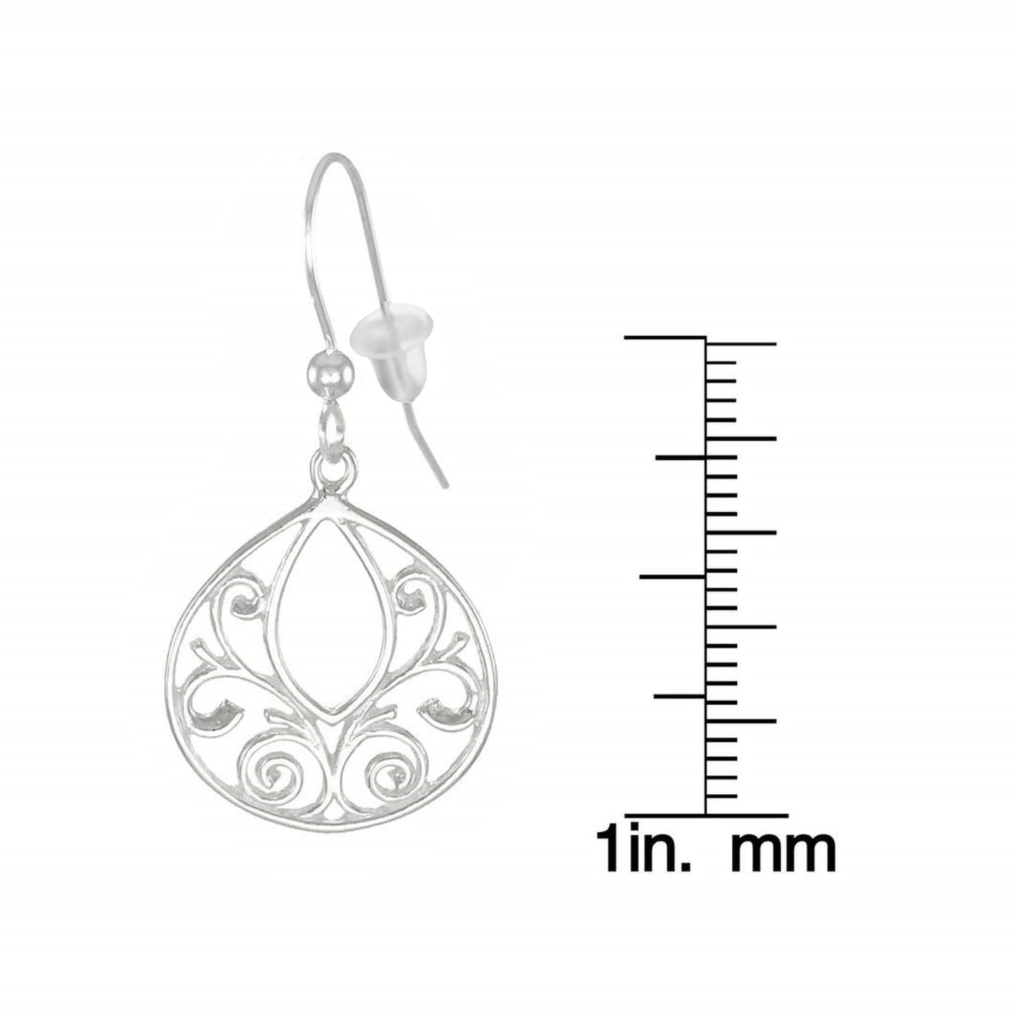 Pretty Everyday .925 Sterling Silver Intricate Filigree Teardrop Lightweight Minimalist Dangle Earrings