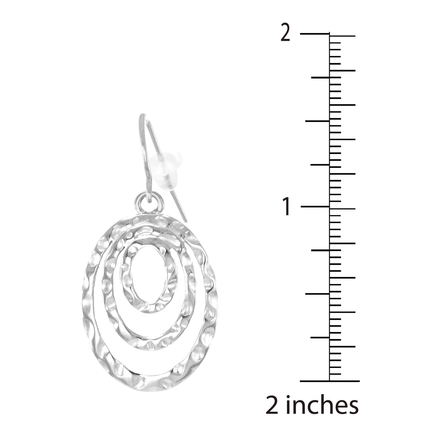 Gold or Silver Triple Hammered Hoop Minimalist Boho Dangle Earrings, Hypoallergenic Ear Wires