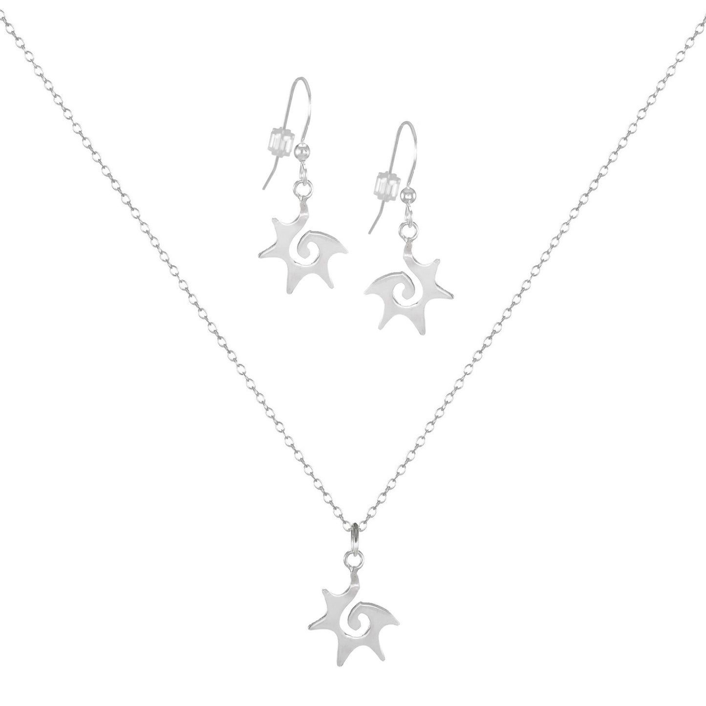 Dainty Handmade Celestial Starburst Sterling Silver Necklace and Earring Set 16, 18 or 20 inch