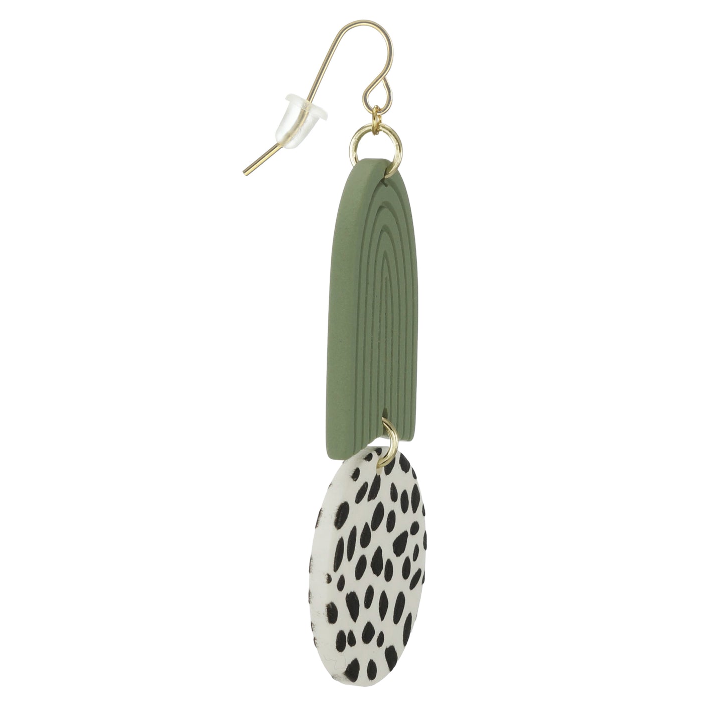 Green and White Cow Print Statement Earrings, Hypoallergenic 18K Earwires
