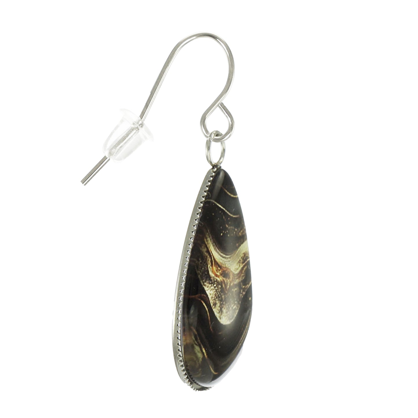 Intricate Brown & Gold Boho Teardrop Earrings, Hypoallergenic Platinum Ear Wires