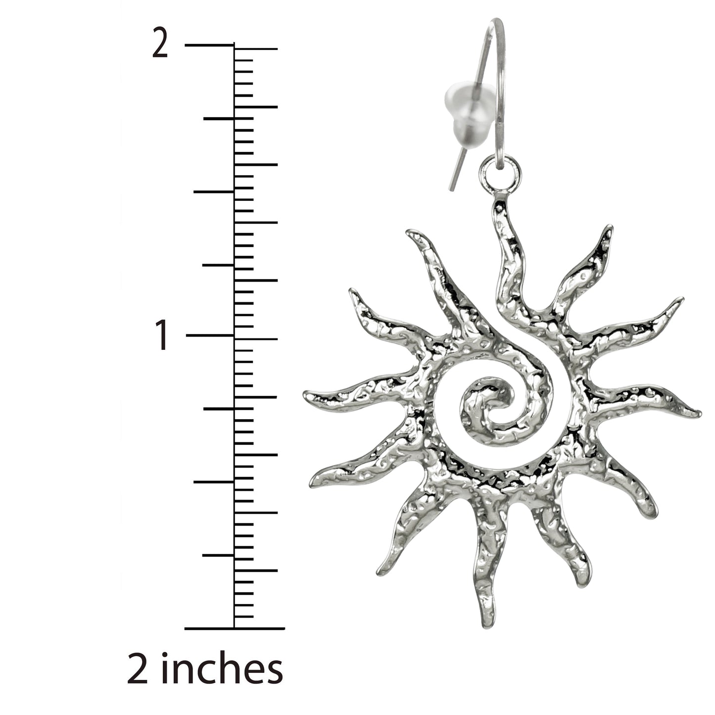 Boho Statement Silver Sun Earrings, Bohemian Style Earrings, Beautiful Silver Sunburst Earrings, Platinum Ear Wires