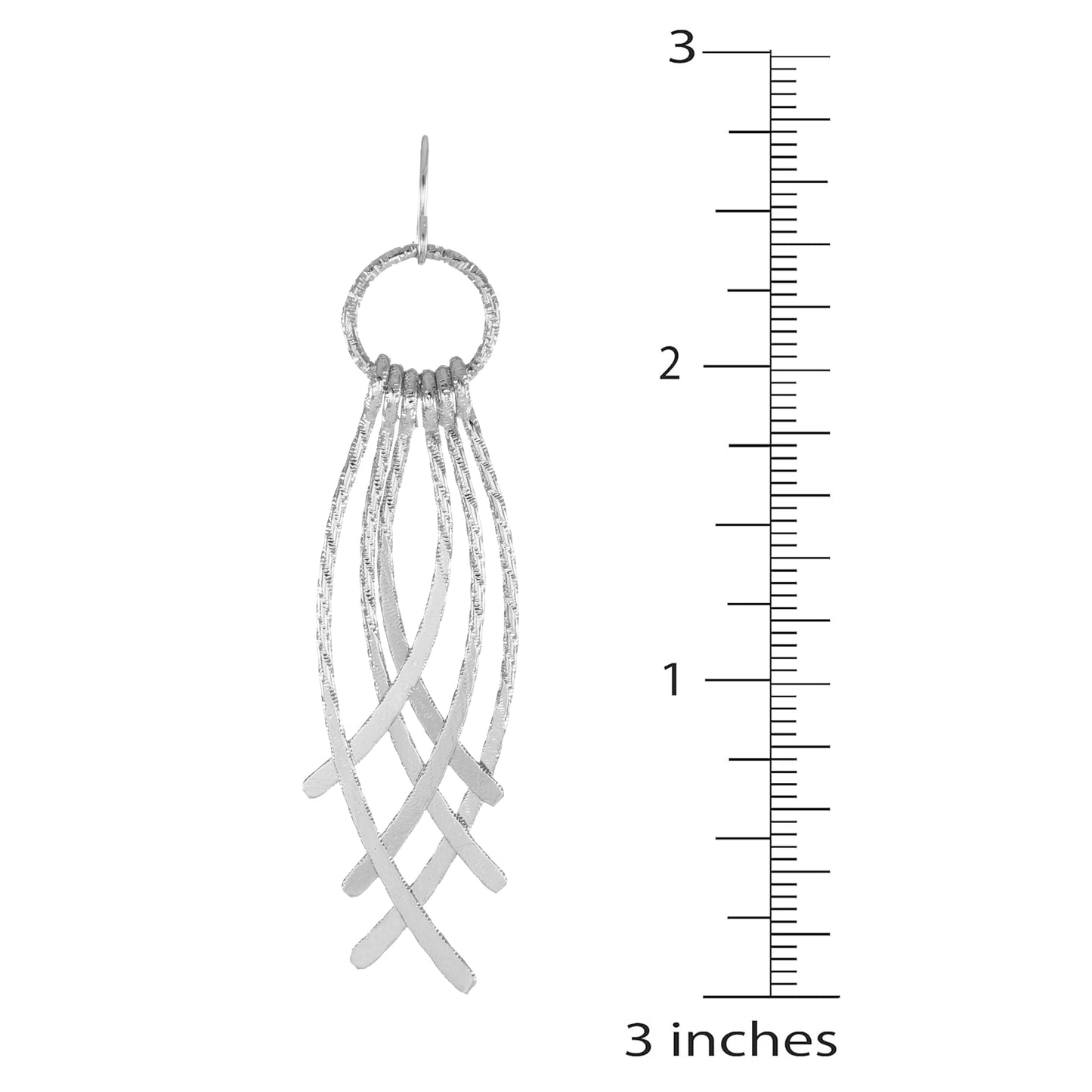 Beautiful Long SilverTextured and Hammered Drop Boho Statement Dangle Earrings, Platinum Ear Wires