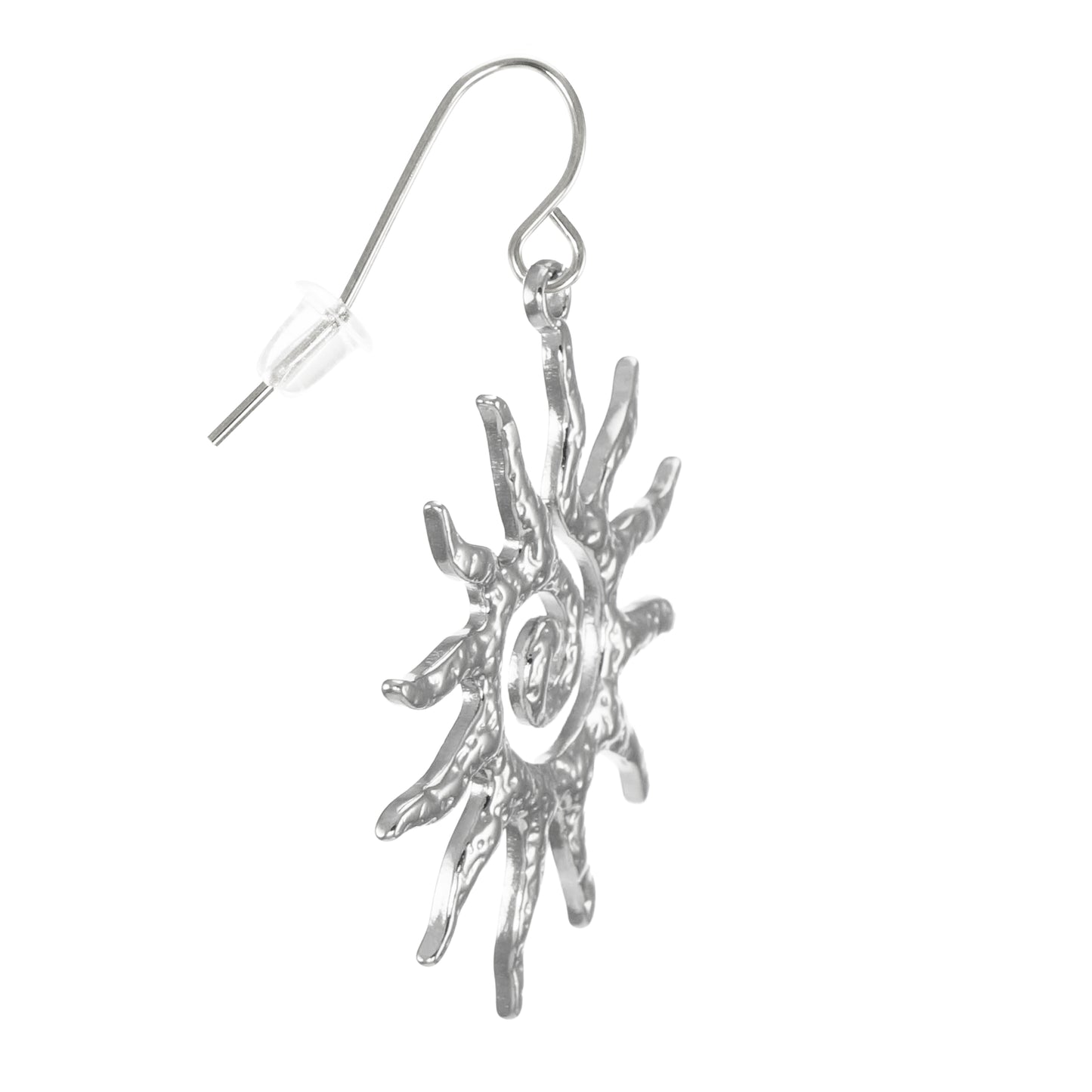 Boho Statement Silver Sun Earrings, Bohemian Style Earrings, Beautiful Silver Sunburst Earrings, Platinum Ear Wires