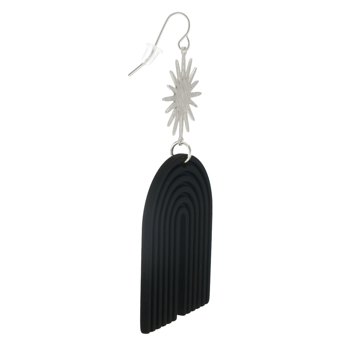 Black Acrylic & Celestial Star Boho Statement Earrings, Gold or Silver