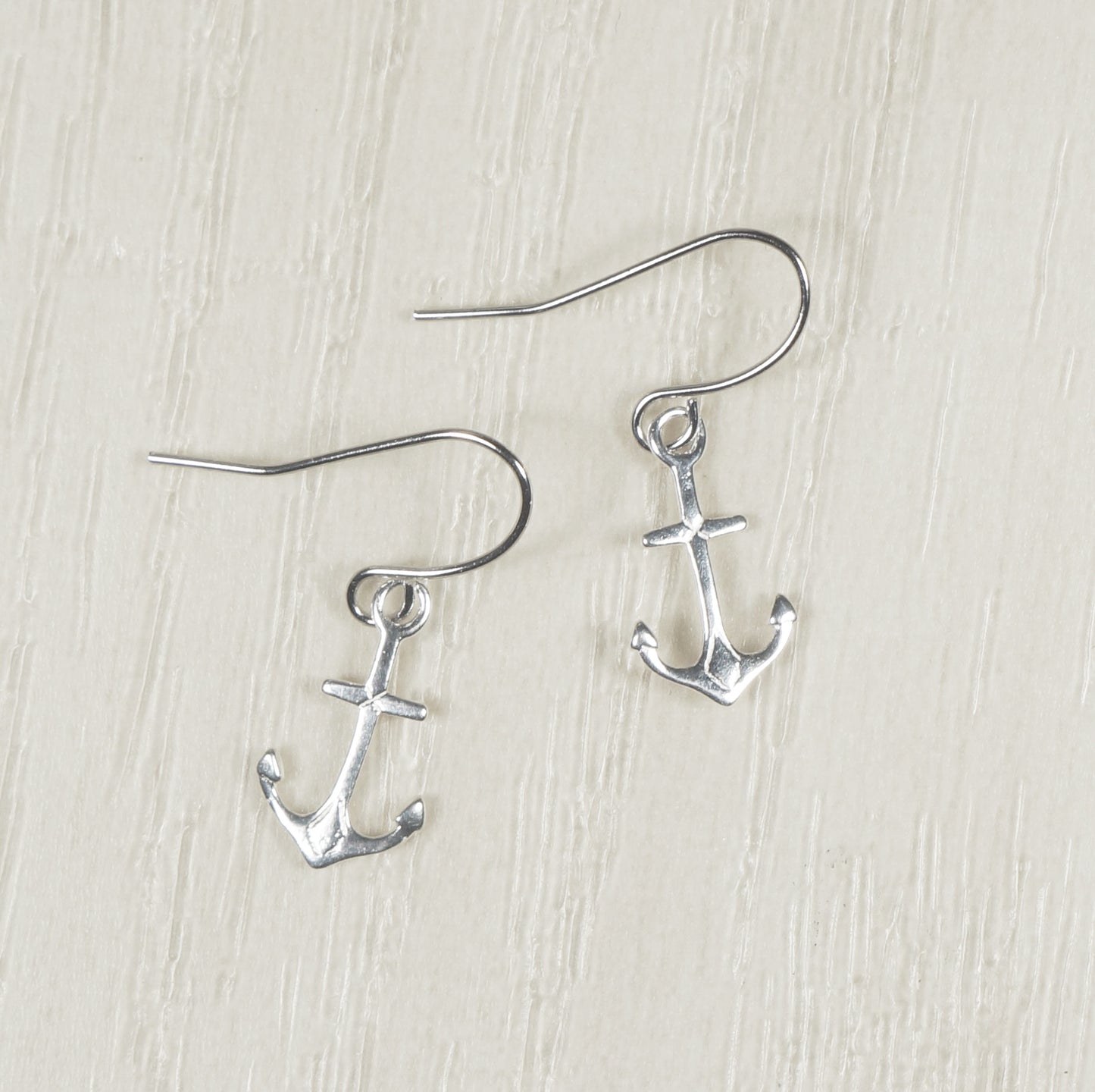 Dainty and Small Sterling Silver Anchor Earrings, Hypoallergenic Platinum Ear Wires