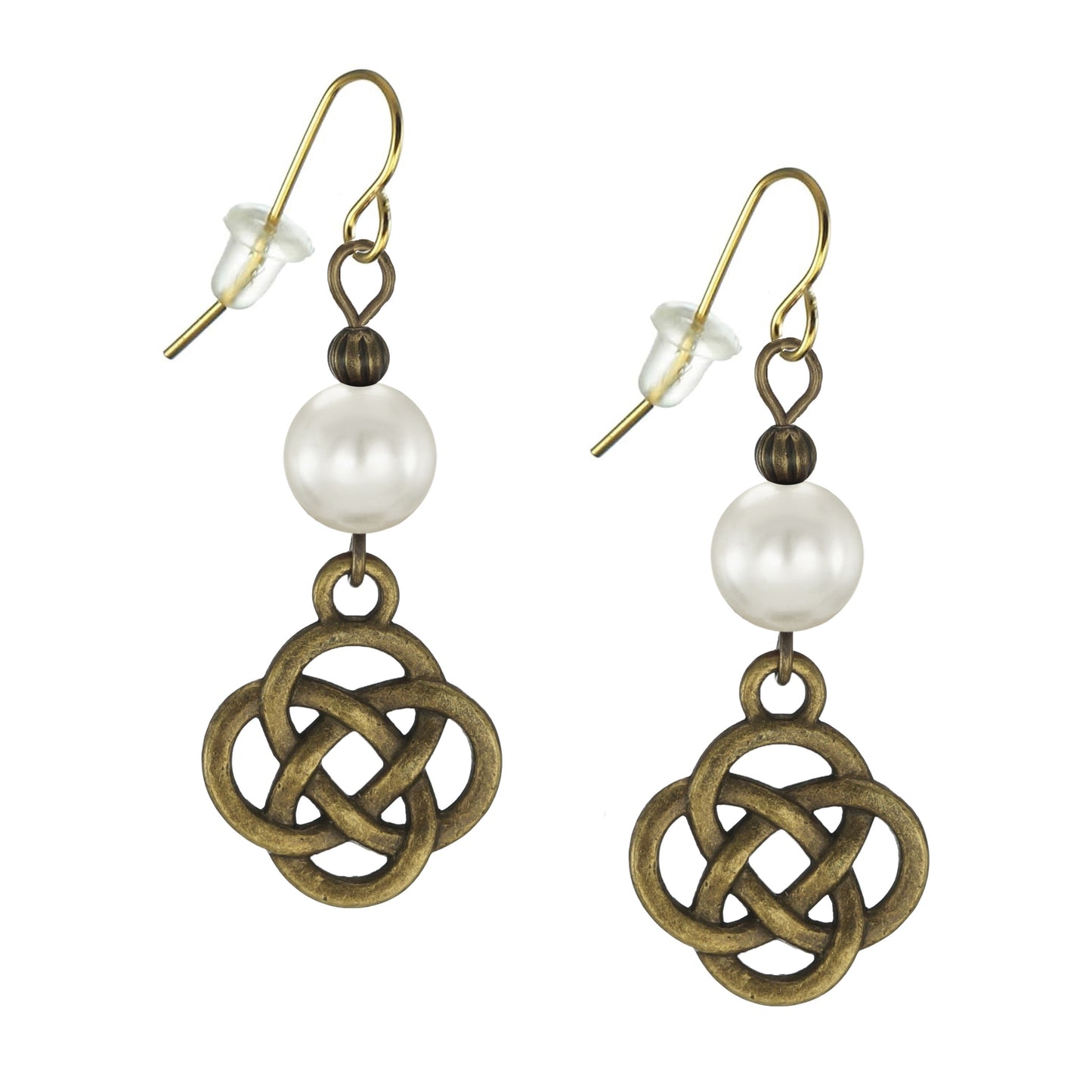 Antique Gold Celtic Knot Beaded Earrings, Color Choices, 18K Gold Ear Wires