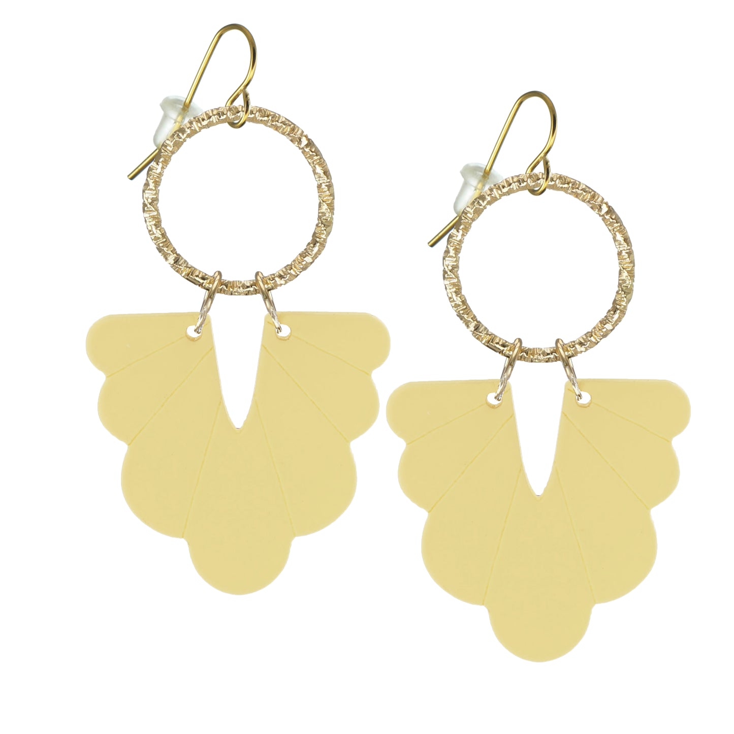 Beautiful Abstract Acrylic Flower and Textured Gold Boho Statement Dangle Earrings, 18K Gold Ear Wires, Color Choices