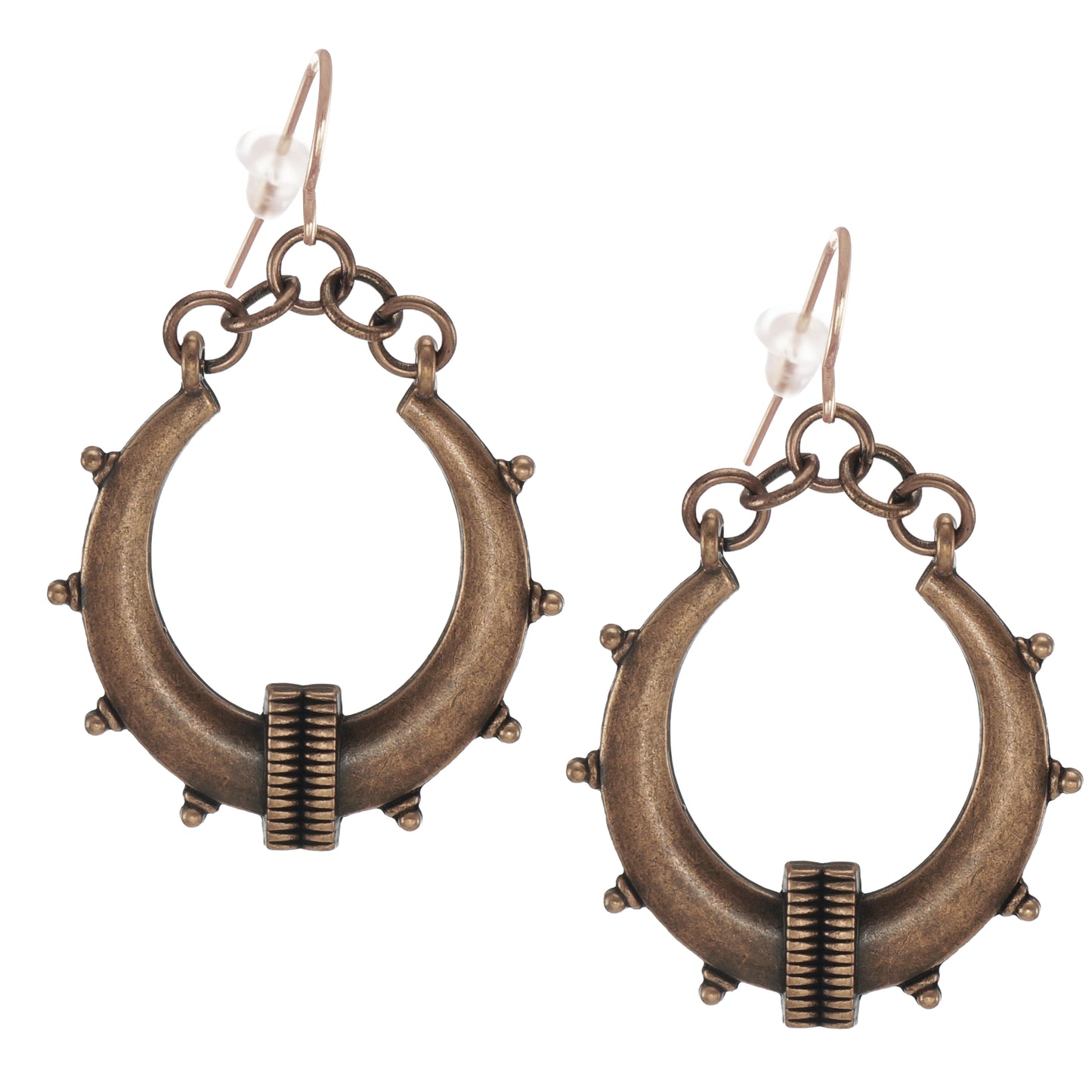 Set of 3 Pair Handmade Boho Copper Vintage Statement Dangle Earrings, Rose Gold Earwires