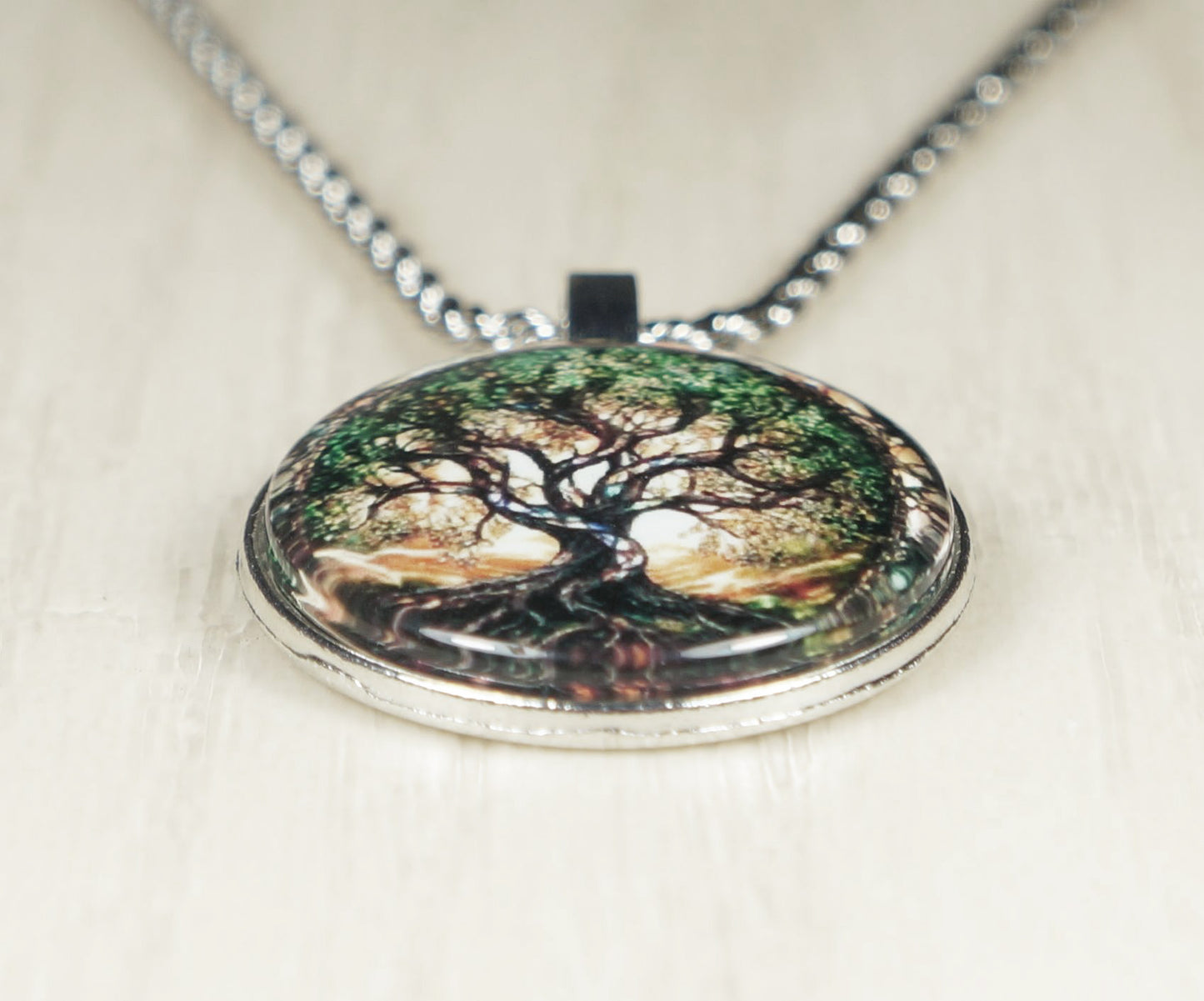 Intricate Highly Detailed Tree of Life Pendant, Stainless Steel Rope Chain Necklace, 20 Inch, Unisex Gift